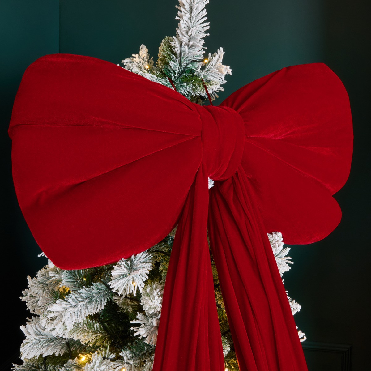 OHS Velvet Christmas Tree Bow - Red>
