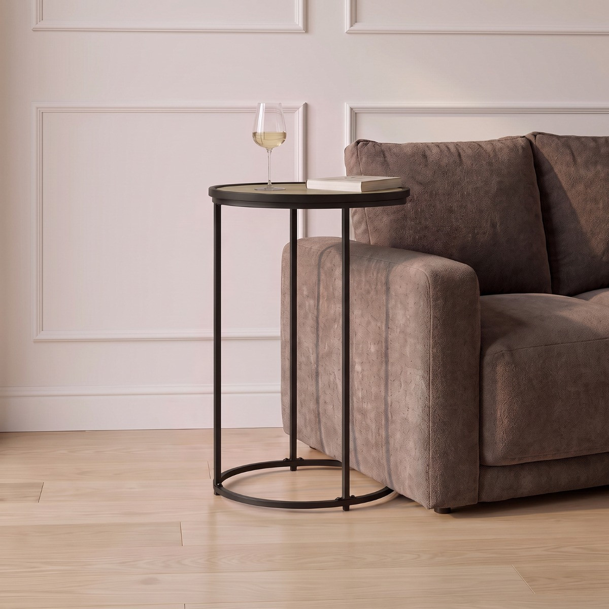 OHS Round C Shape Side Table - Light Wood>