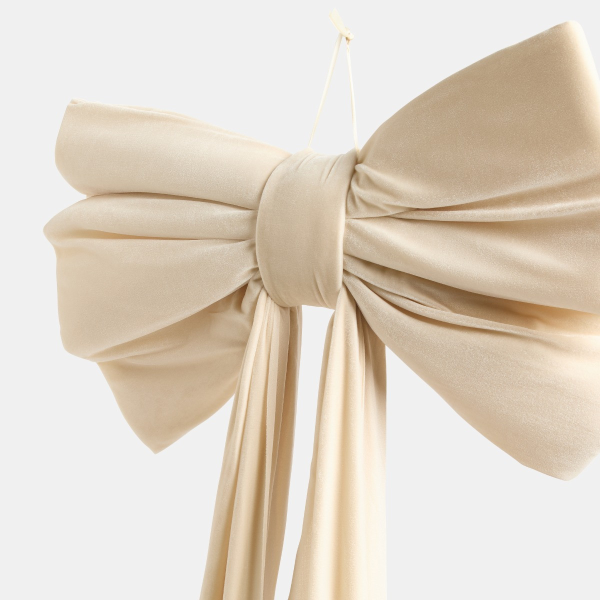OHS Velvet Christmas Tree Bow - Cream>