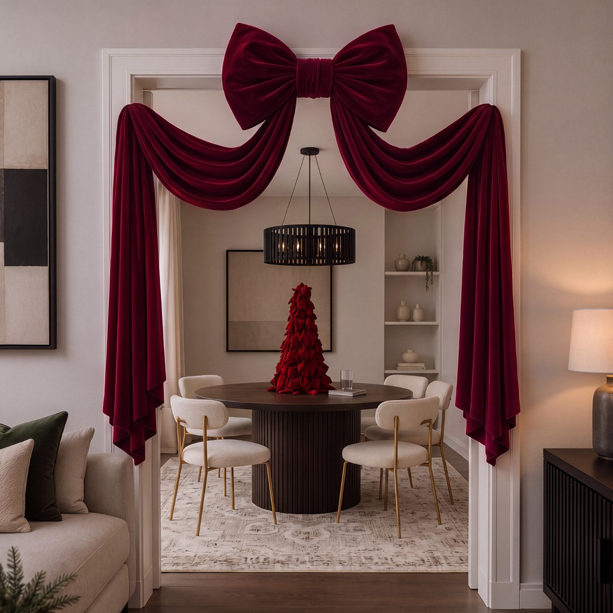 OHS Velvet Christmas Tree Bow - Burgundy>