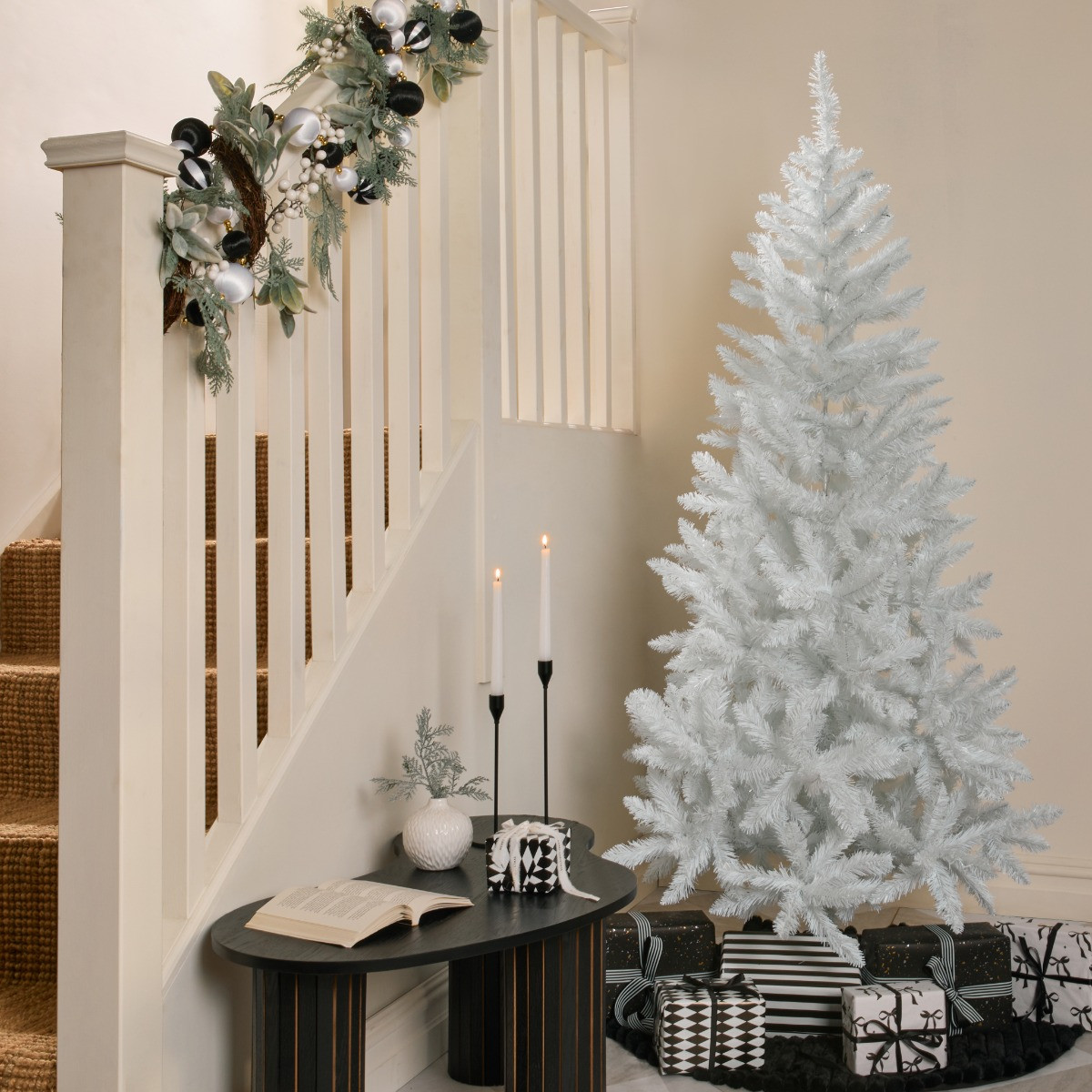 OHS Artificial Christmas Tree, White - 6ft>