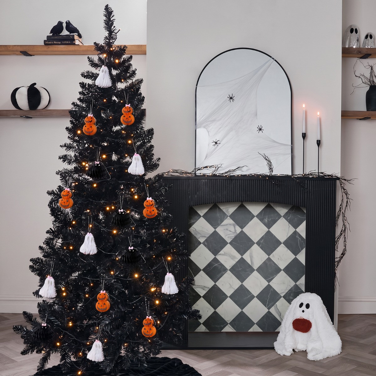 OHS Artificial Halloween / Christmas Tree, Black - 6ft>