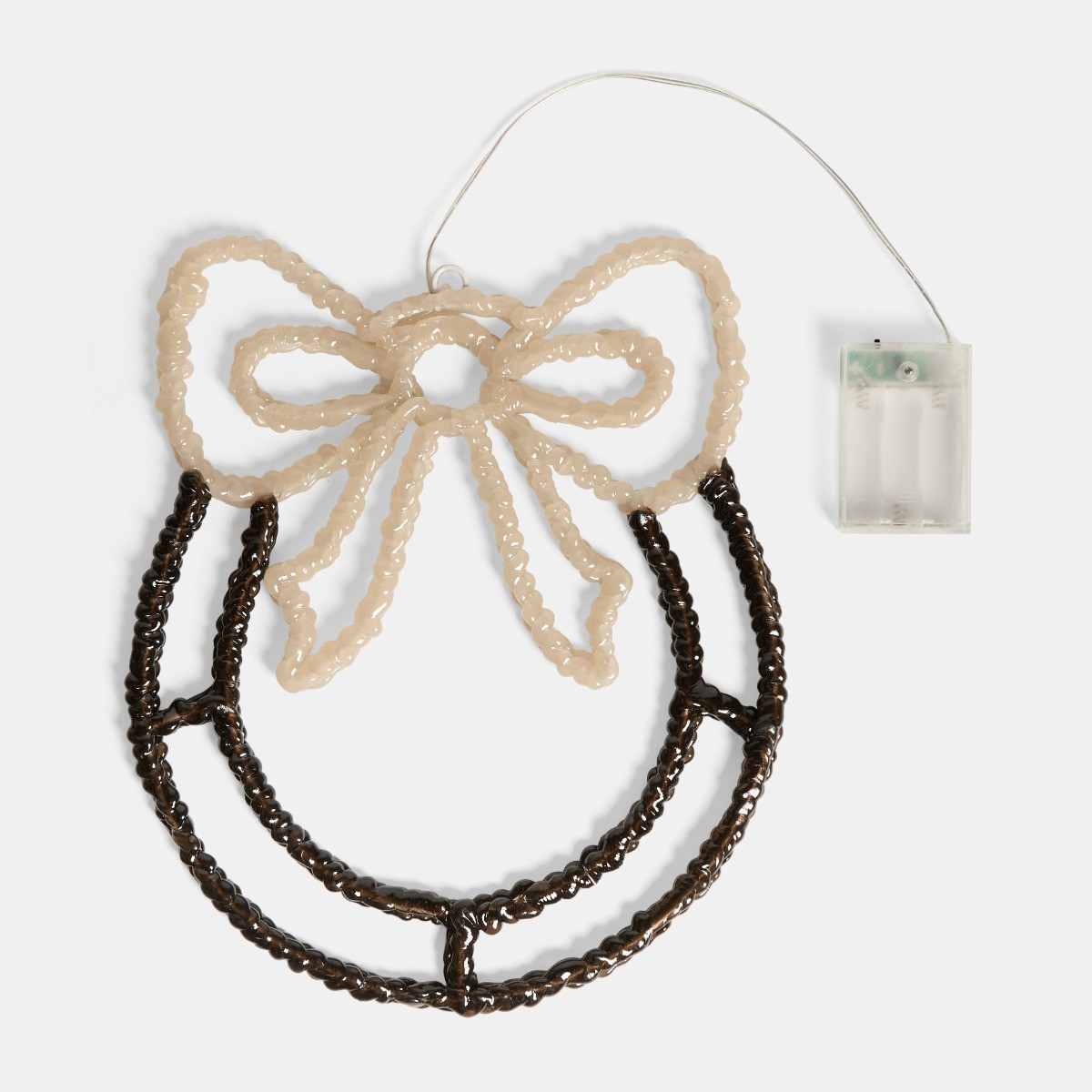 OHS LED Bow Wreath - Cream/Black>