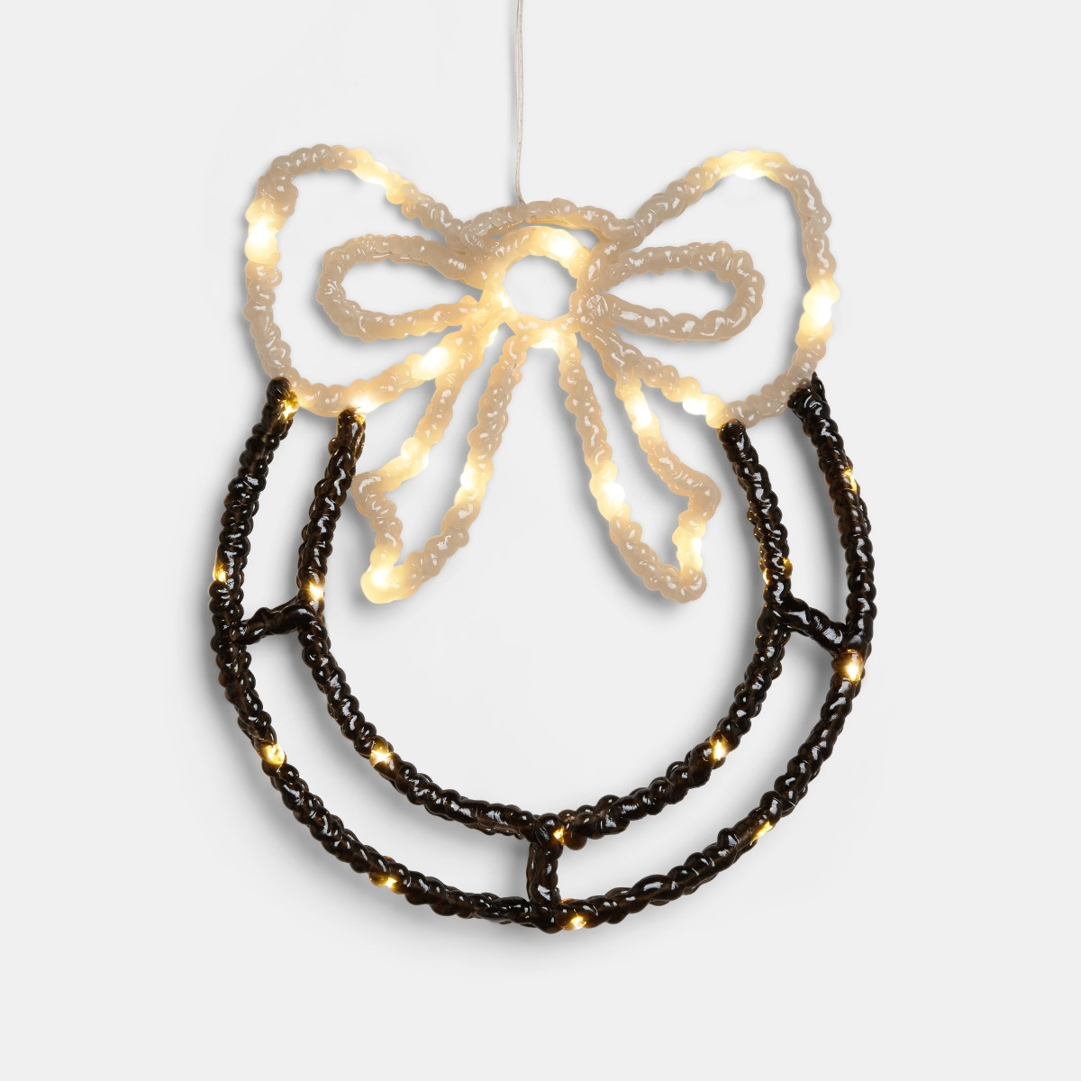 OHS LED Bow Wreath - Cream/Black>