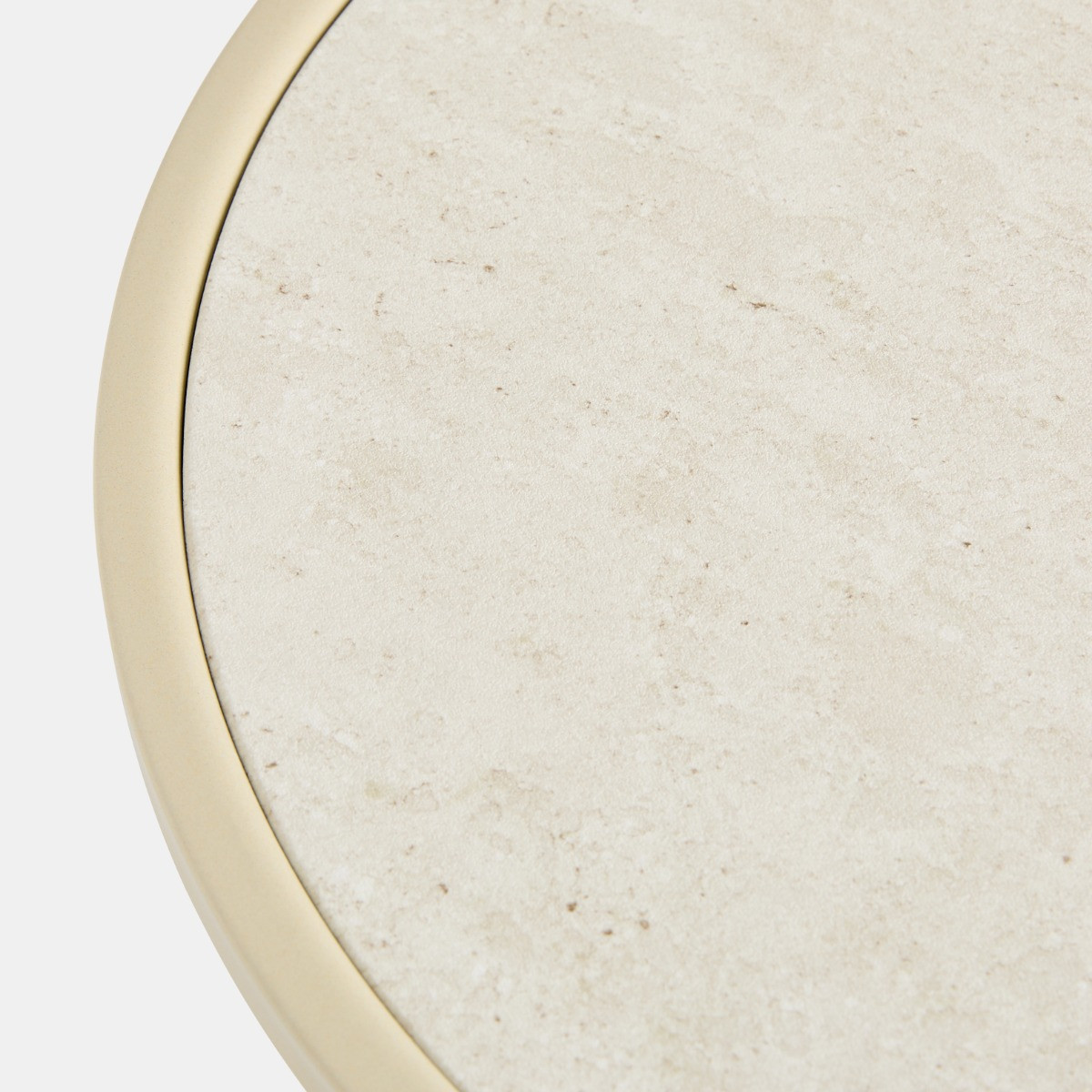 OHS Travertine Effect Round C Shape Side Table - Cream>