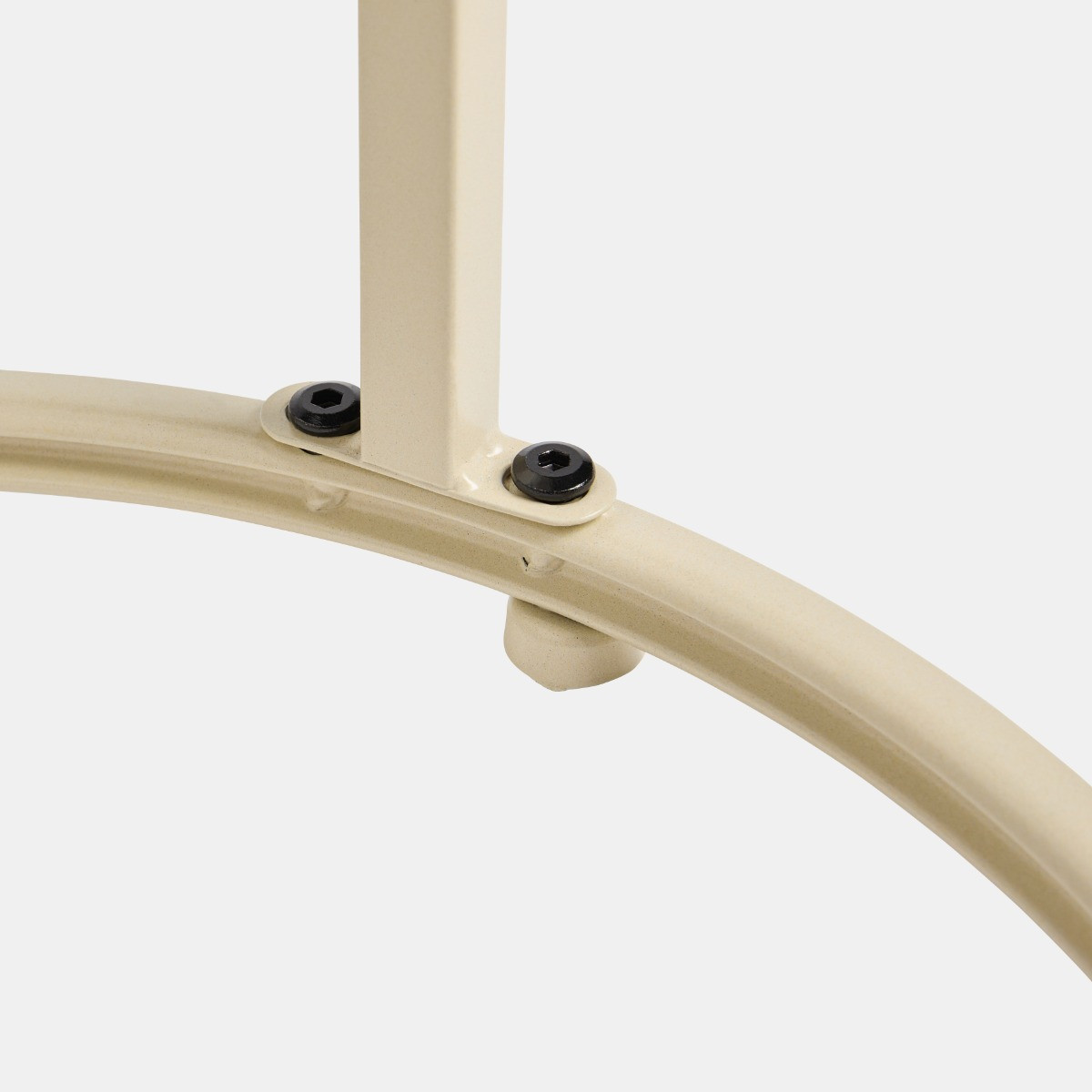 OHS Travertine Effect Round C Shape Side Table - Cream>