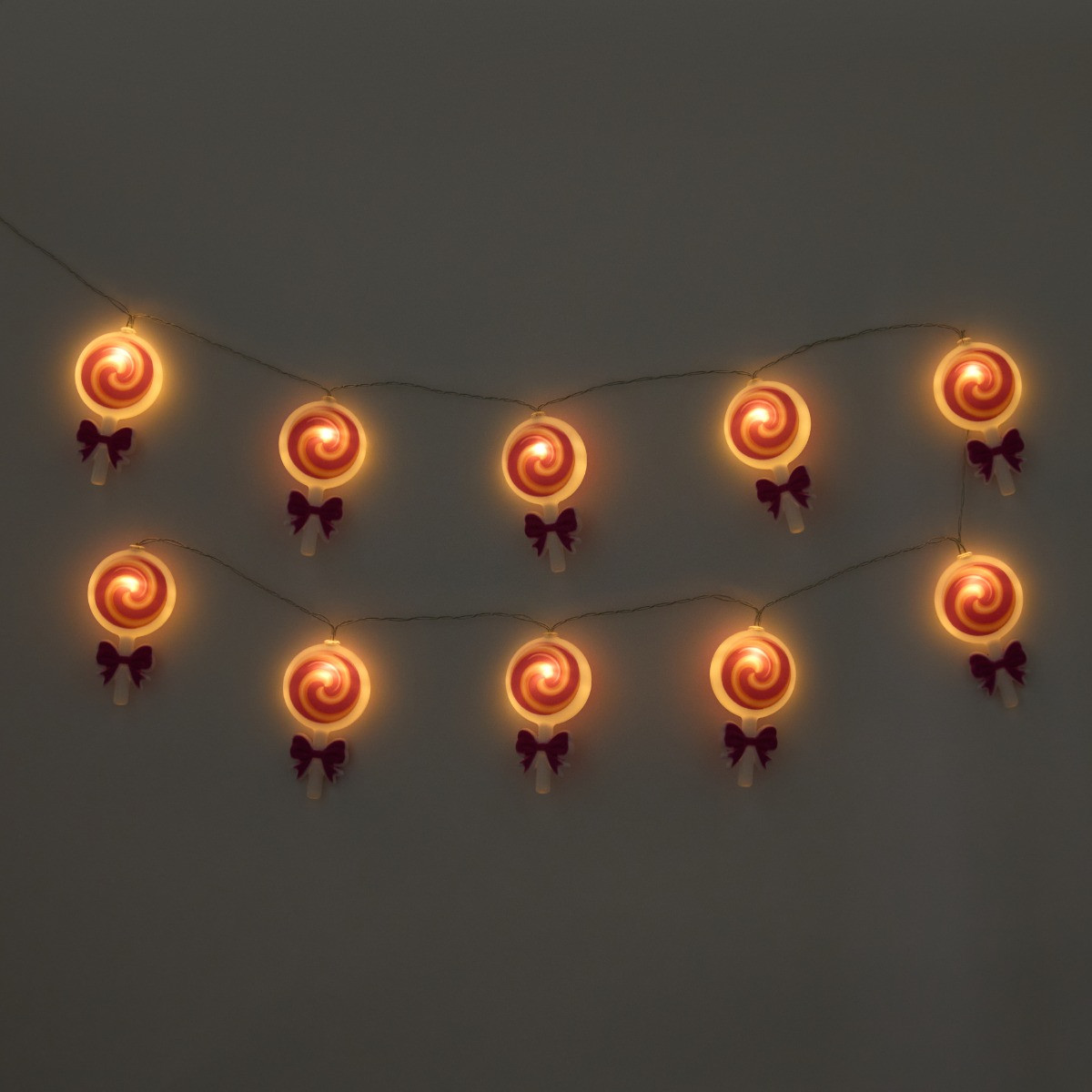 OHS 10 Pack Bow Lollipop String Lights - Hot Pink/White>