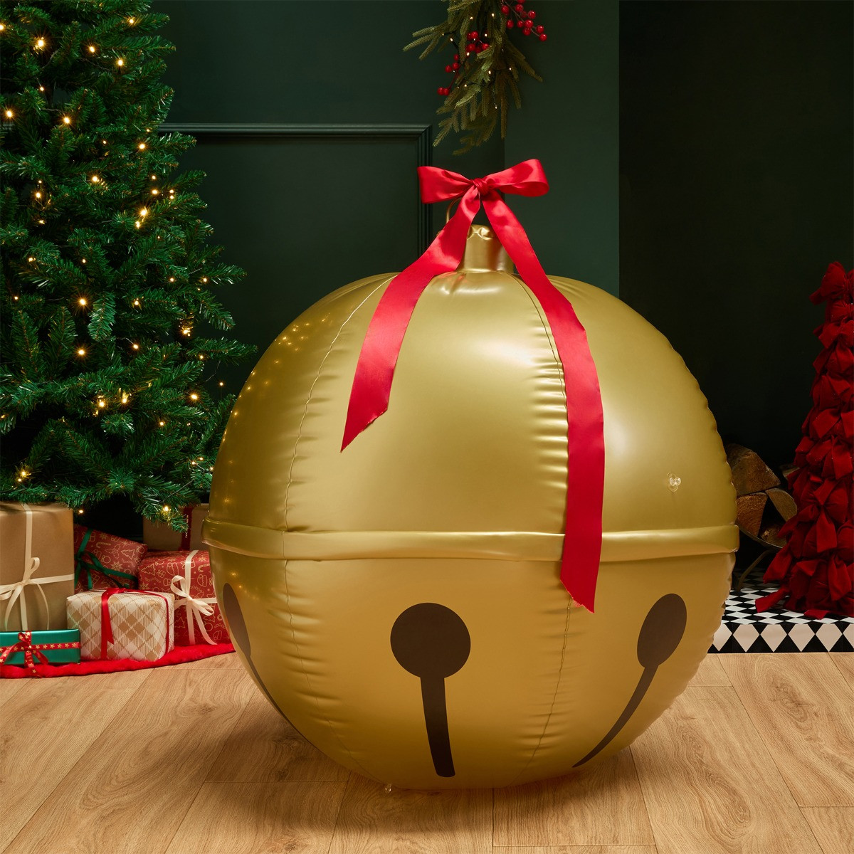 OHS Indoor/Outdoor Inflatable Hanging LED Bell Decoration - Gold>