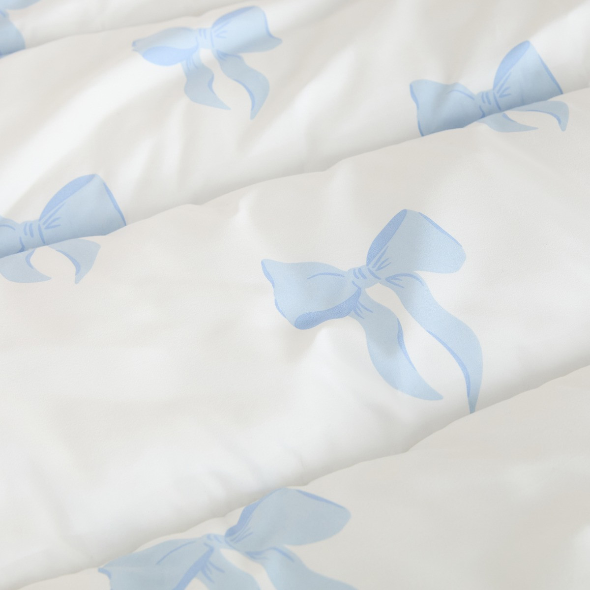 OHS Bow Print Coverless 10.5 Tog Duvet Set - Blue>