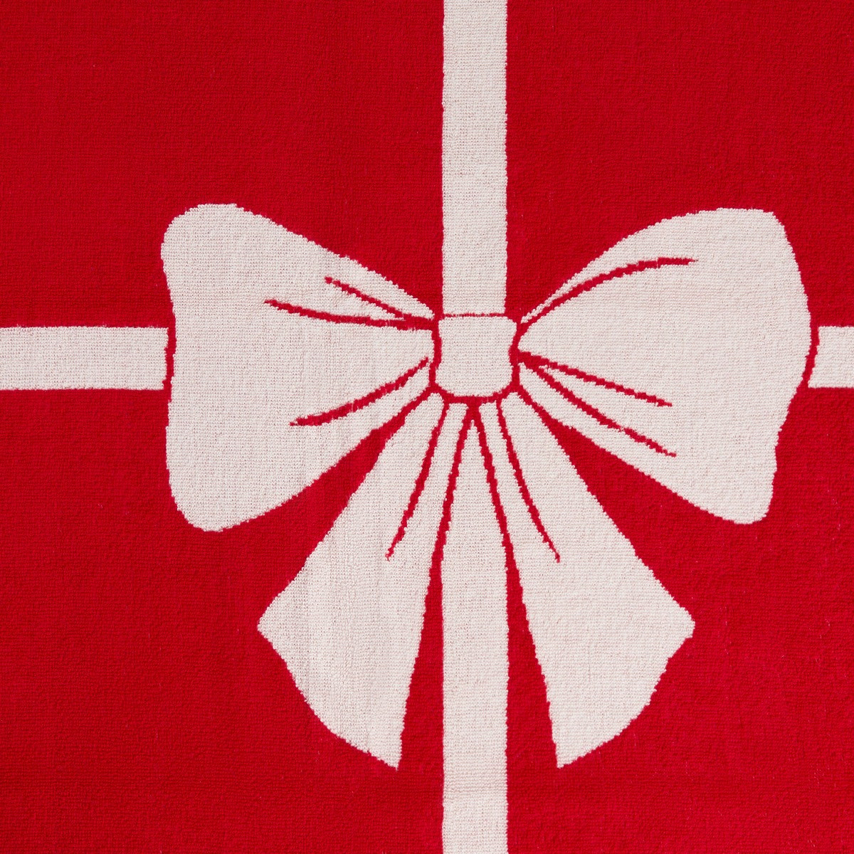 OHS 100% Cotton Elegant Bow Jacquard Towel - Red>