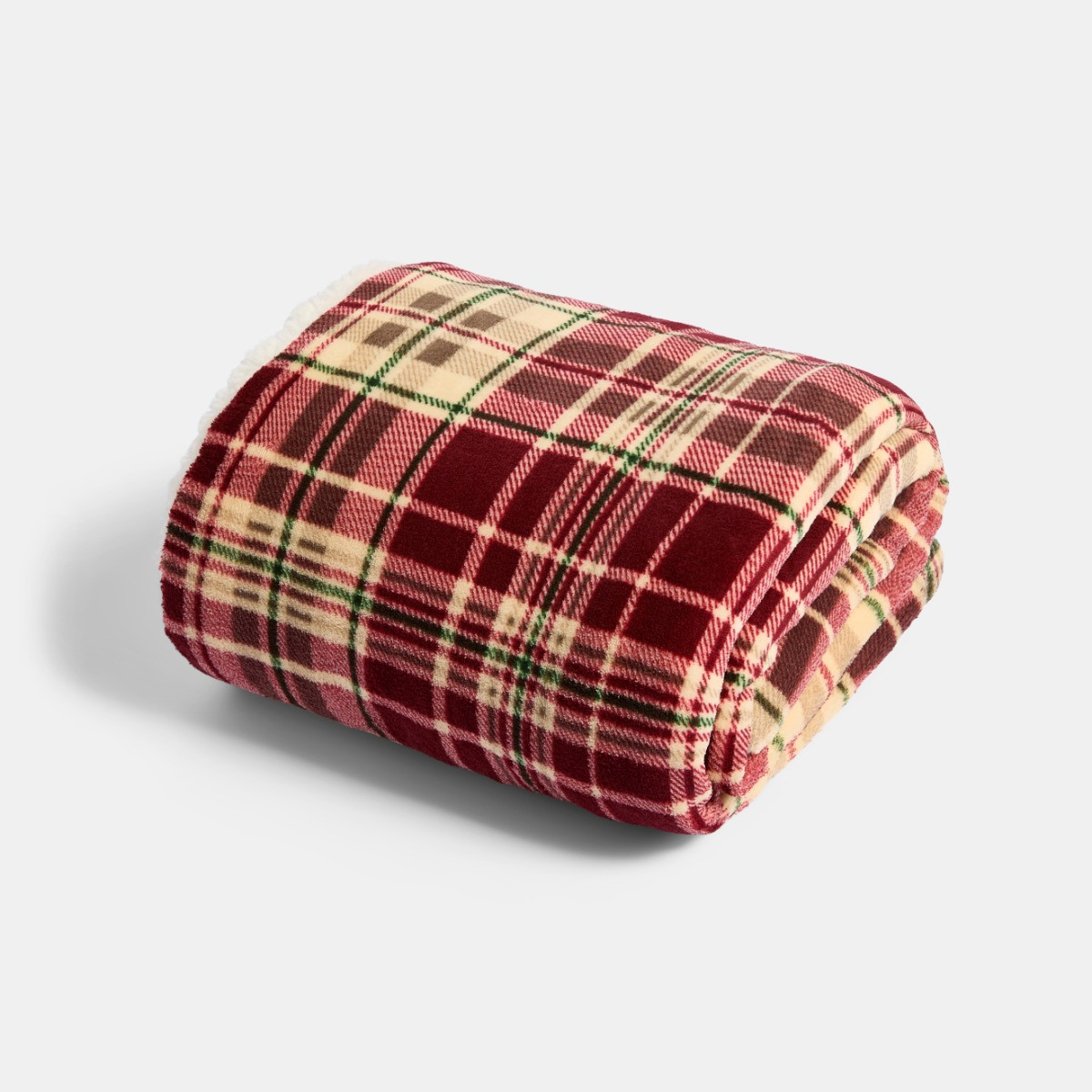 OHS Traditional Christmas Check Printed Throw - Red>
