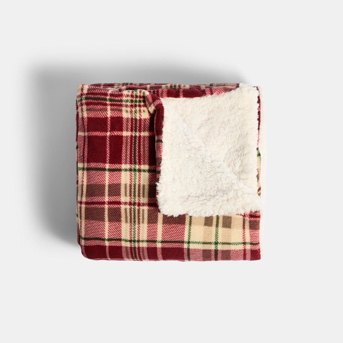 OHS Traditional Christmas Check Printed Throw - Red>