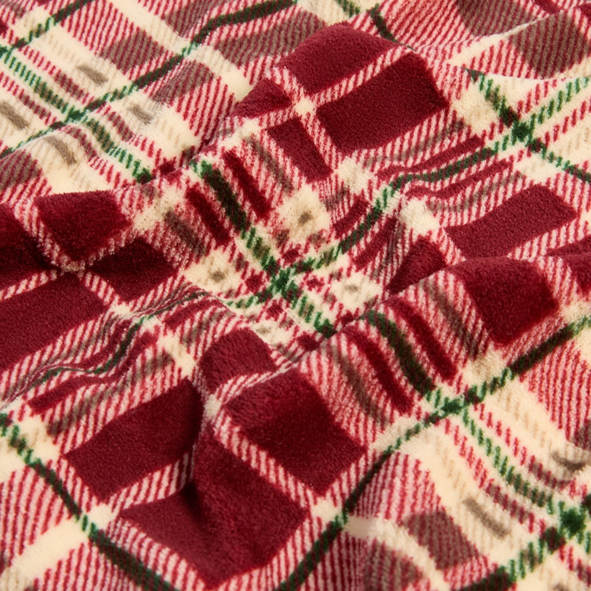 OHS Traditional Christmas Check Printed Throw - Red>