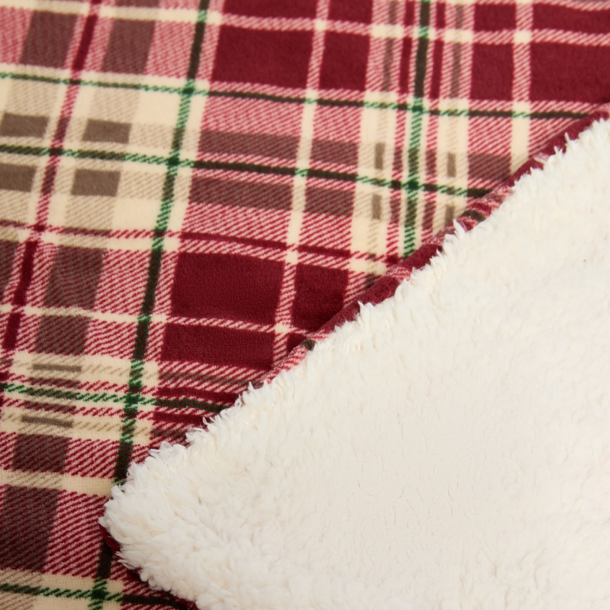OHS Traditional Christmas Check Printed Throw - Red>