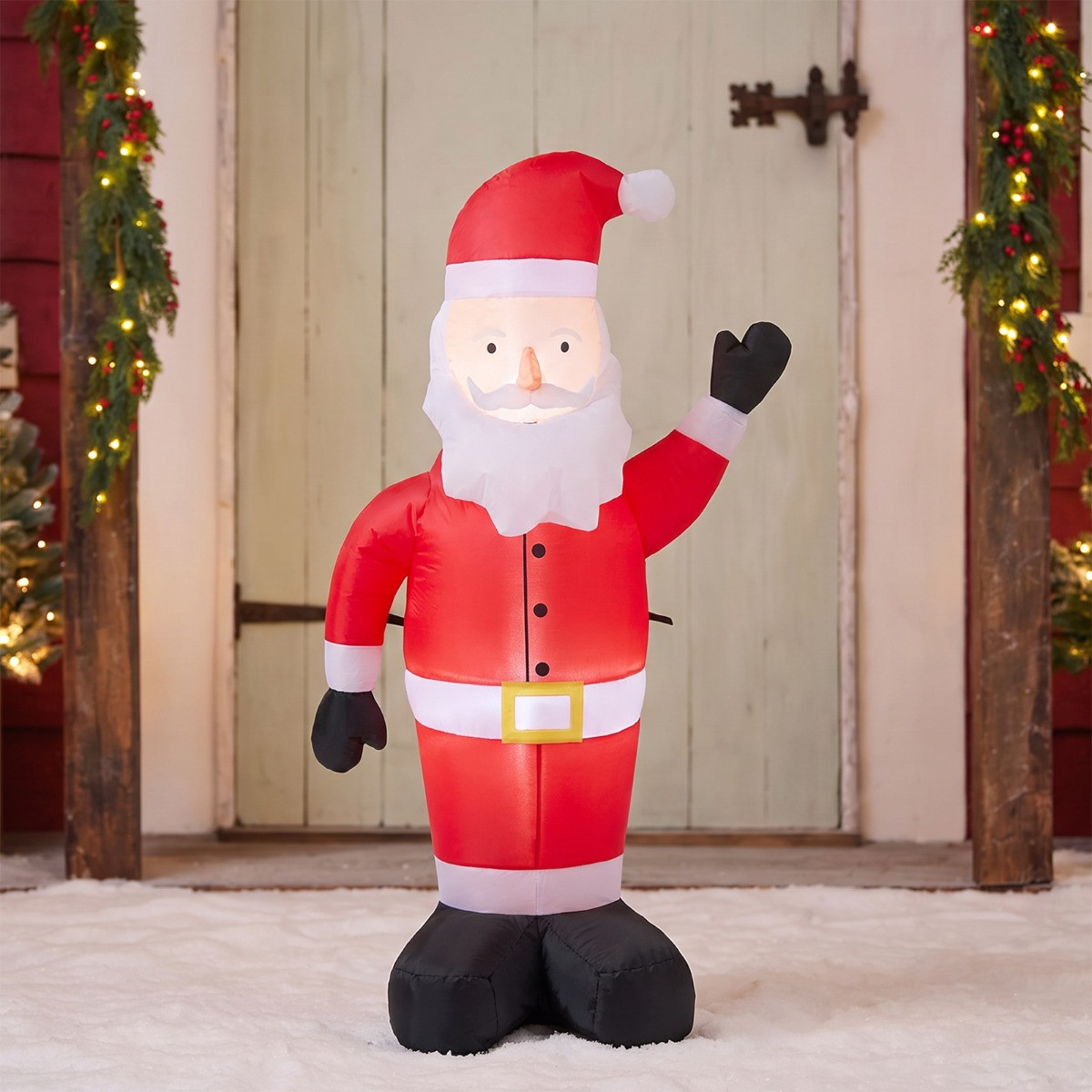 OHS Indoor/Outdoor Inflatable Santa Decoration - Red>