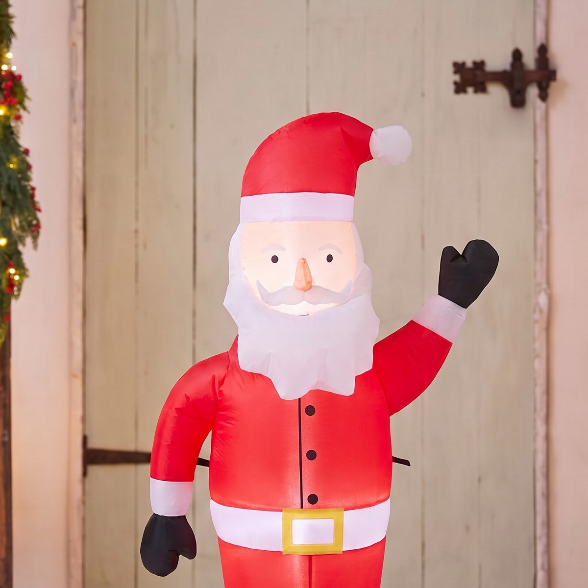 OHS Indoor/Outdoor Inflatable Santa Decoration - Red>