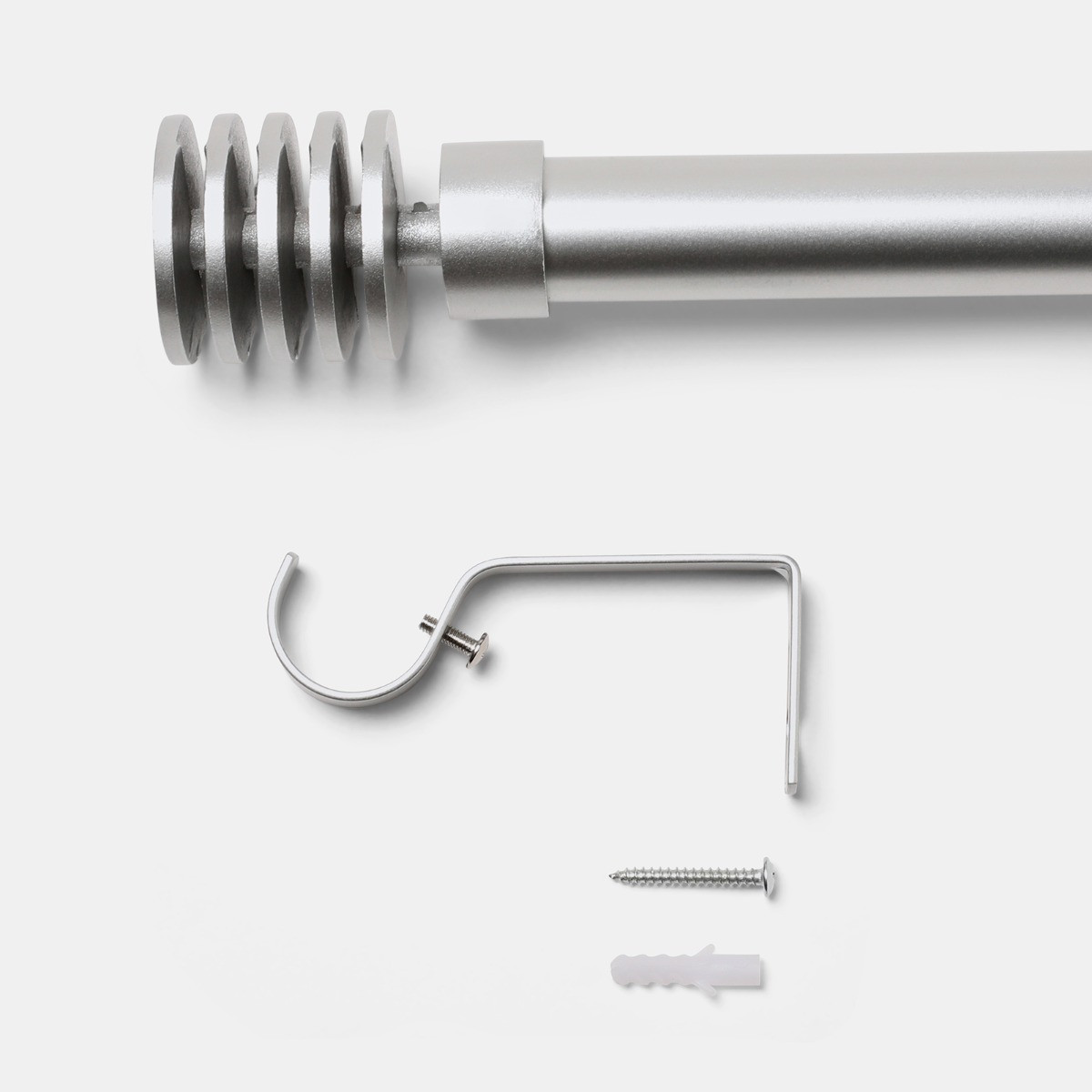 OHS Ribbed Spiral Curtain Pole - Silver>