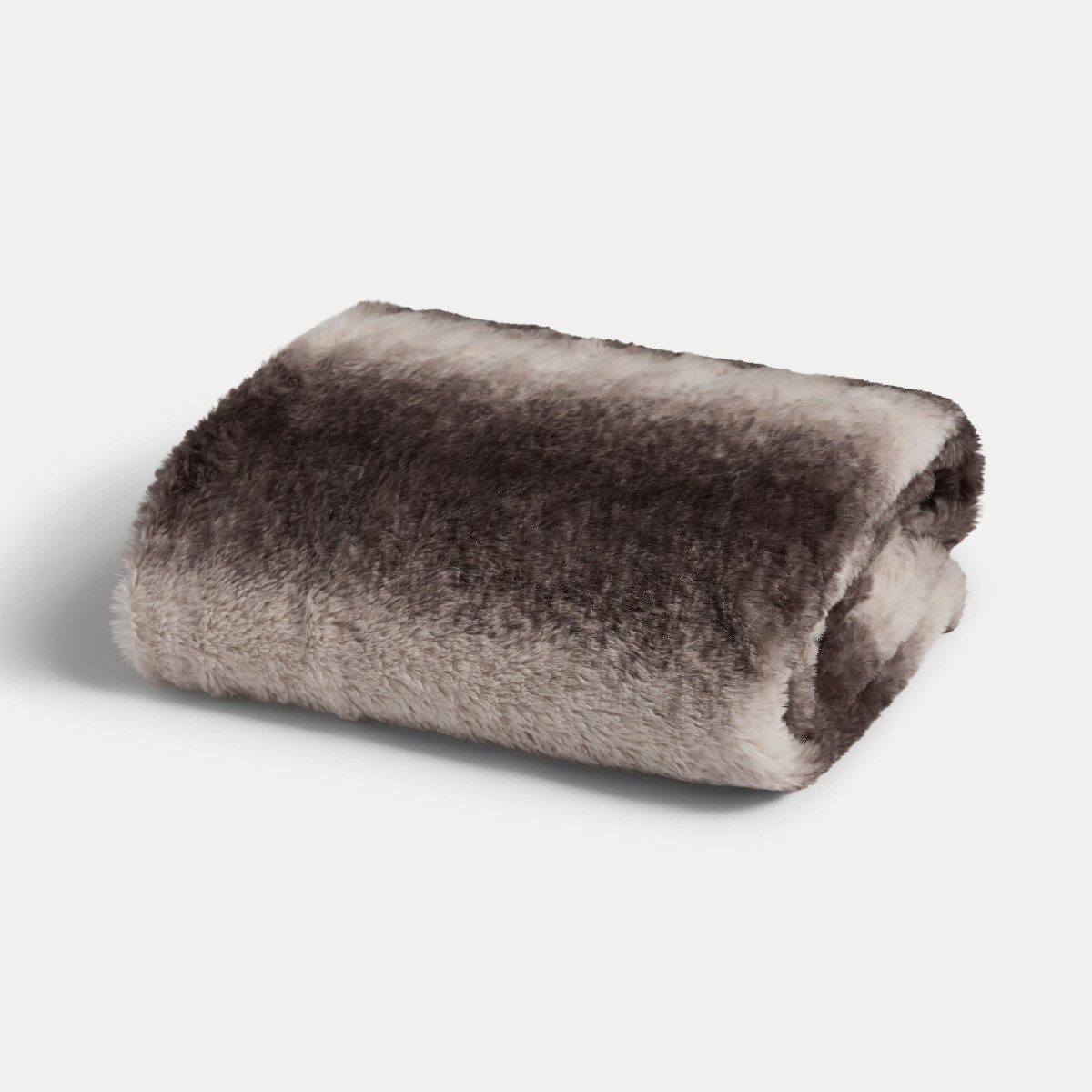 OHS Faux Fur Stripe Throw - Brown>