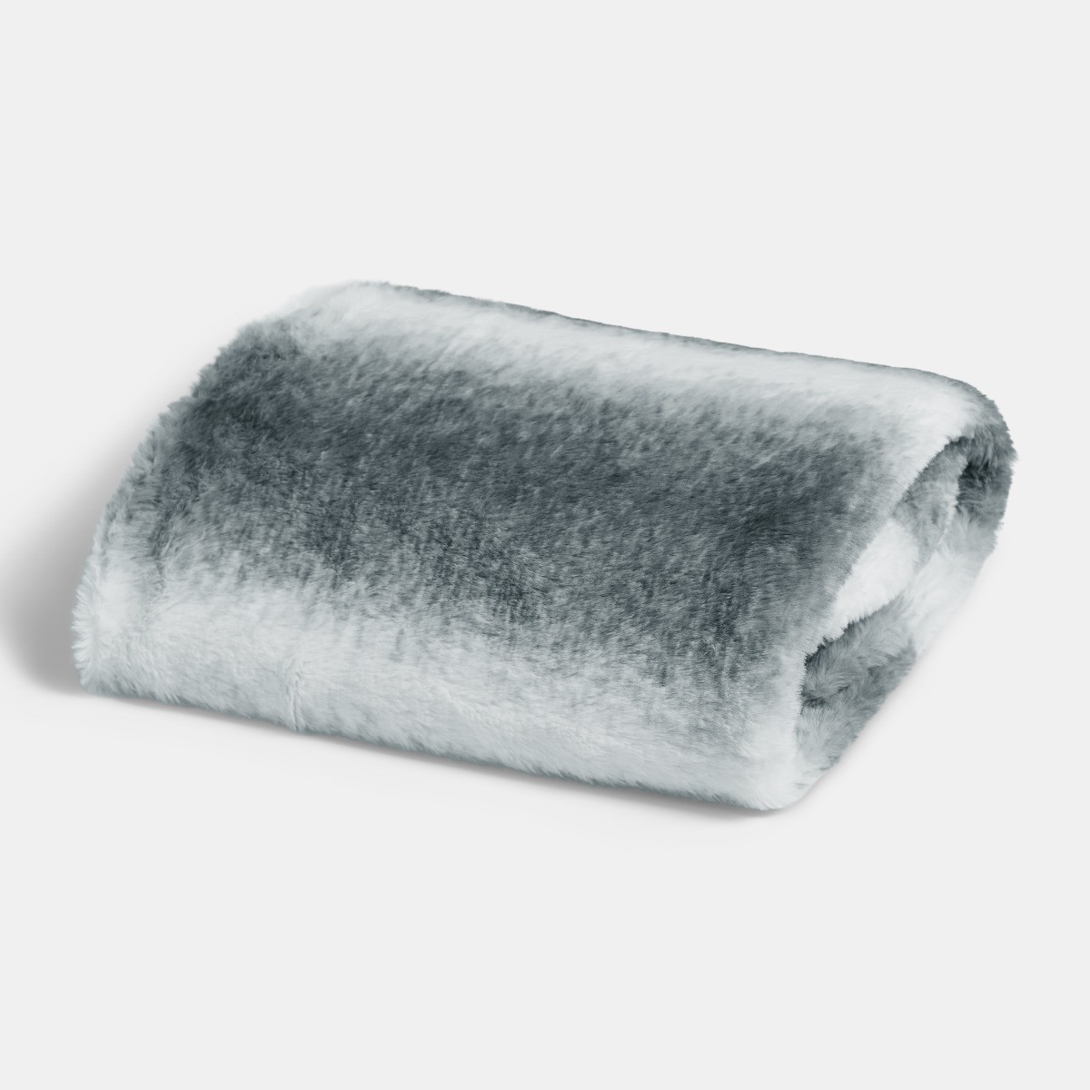 OHS Faux Fur Stripe Throw - Grey>