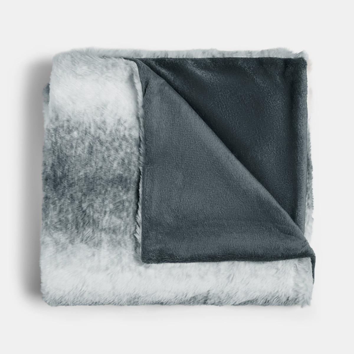 OHS Faux Fur Stripe Throw - Grey>