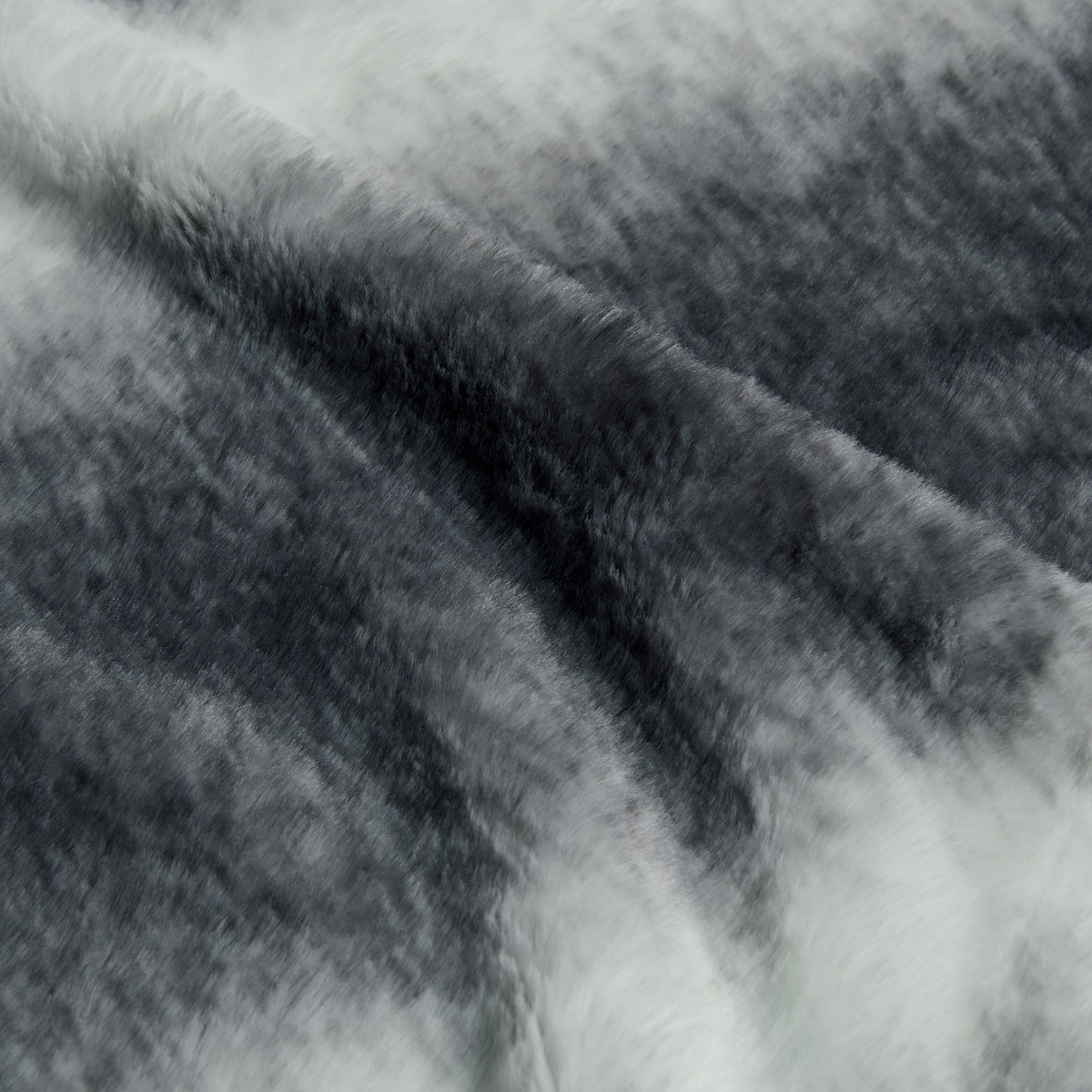 OHS Faux Fur Stripe Throw - Grey>