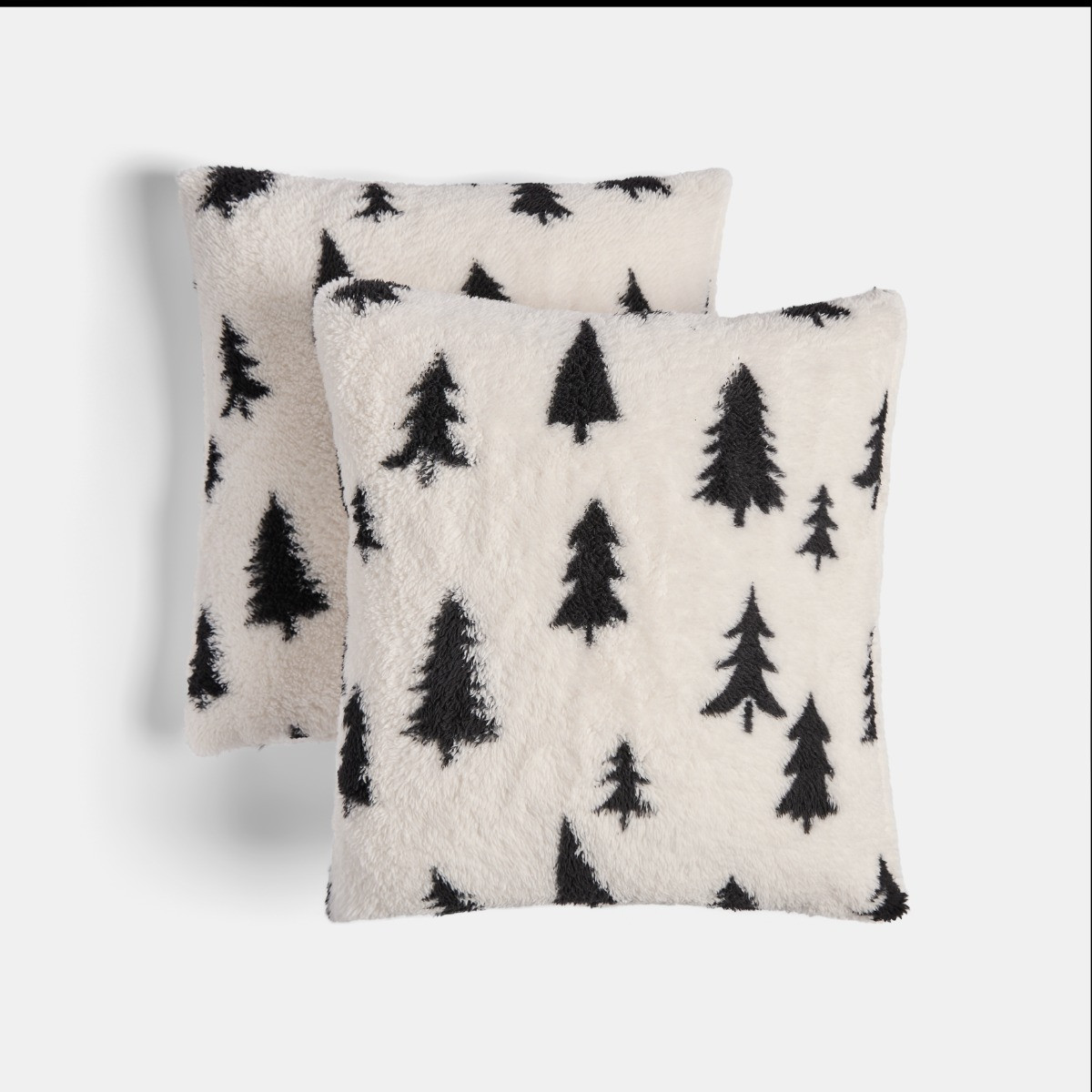 OHS Christmas Tree Print Teddy Cushion Covers - Monochrome>