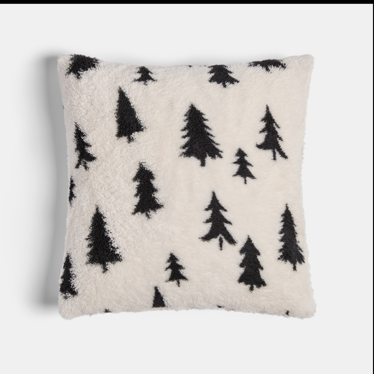 OHS Christmas Tree Print Teddy Cushion Covers, Monochrome - 45 x 45cm>