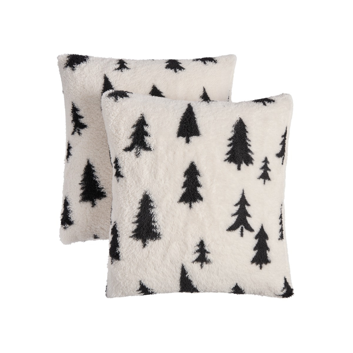 OHS Christmas Tree Print Teddy Cushion Covers - Monochrome>