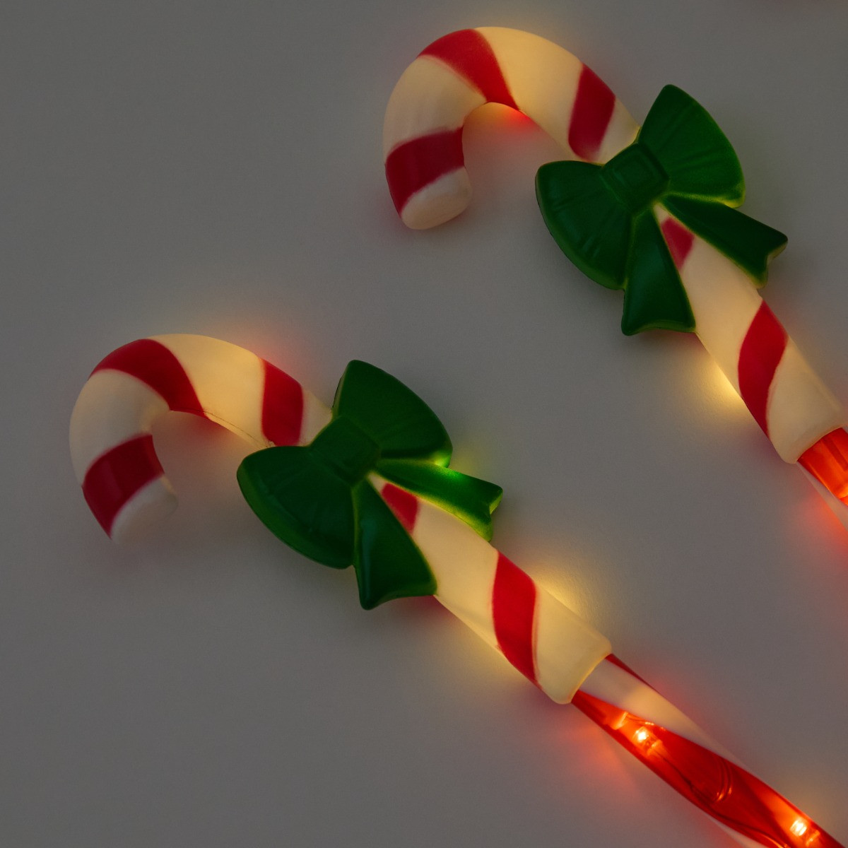 OHS 5 Pack Bow Candy Cane Stake Lights - Red/White>