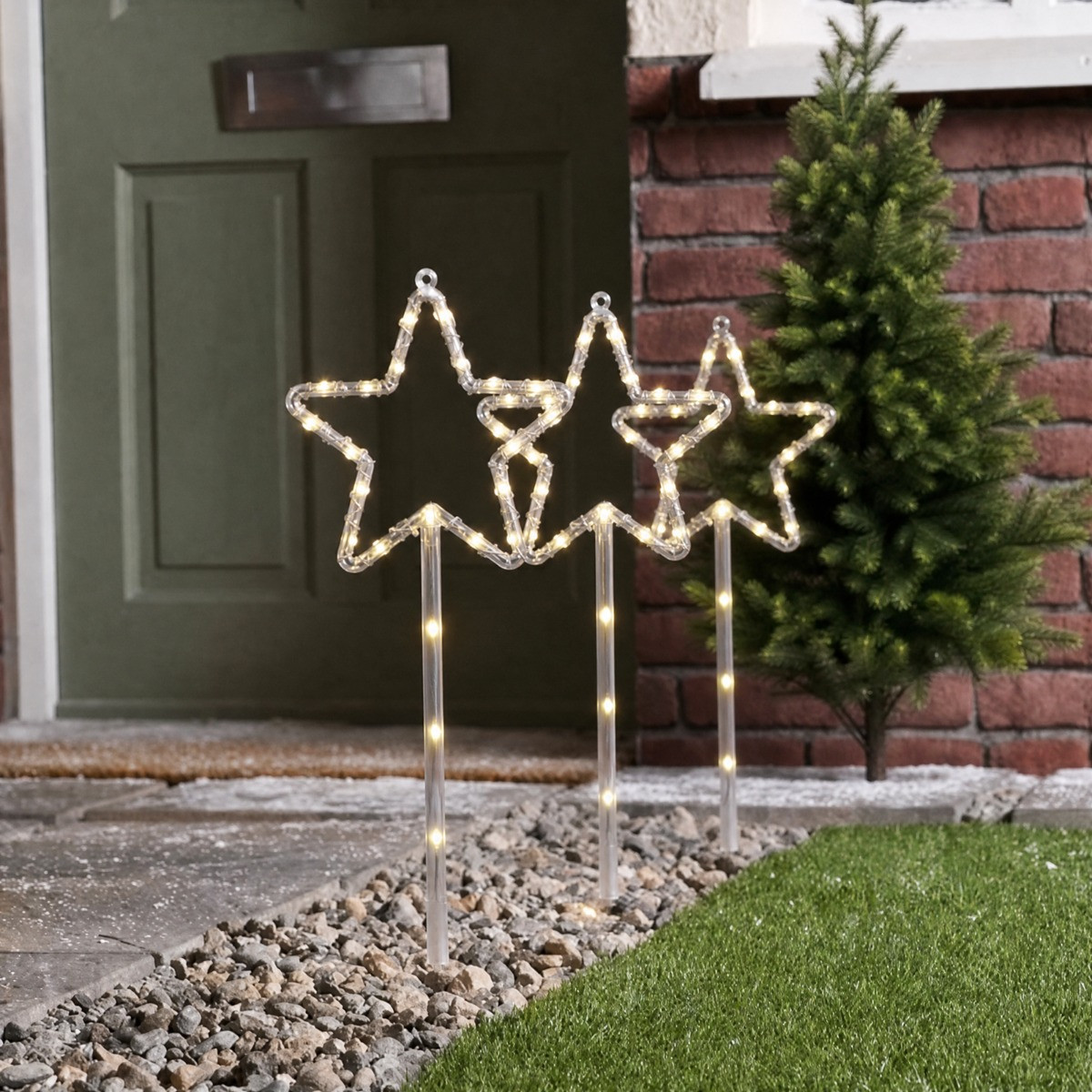 OHS 3 Pack Star Stake Lights - Warm White>