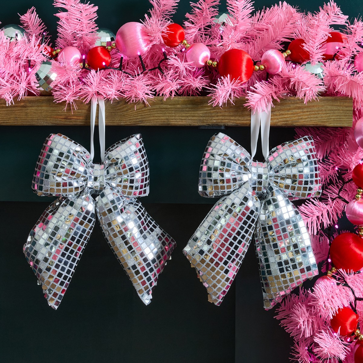 OHS 4 Pack Disco Ball Bow Set - Silver>