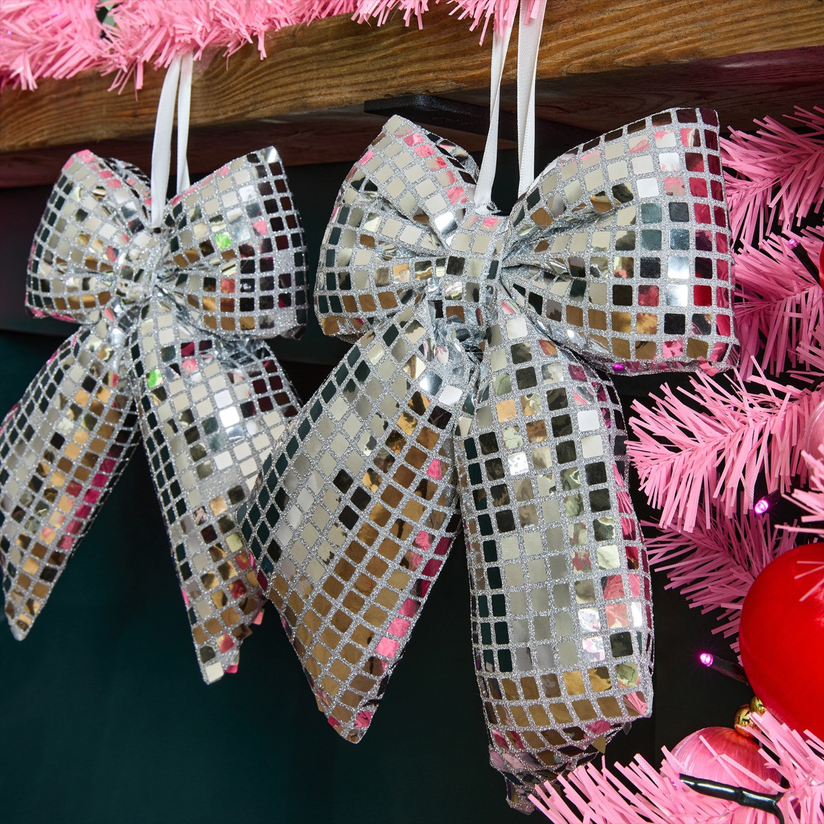 OHS 4 Pack Disco Ball Bow Set - Silver>