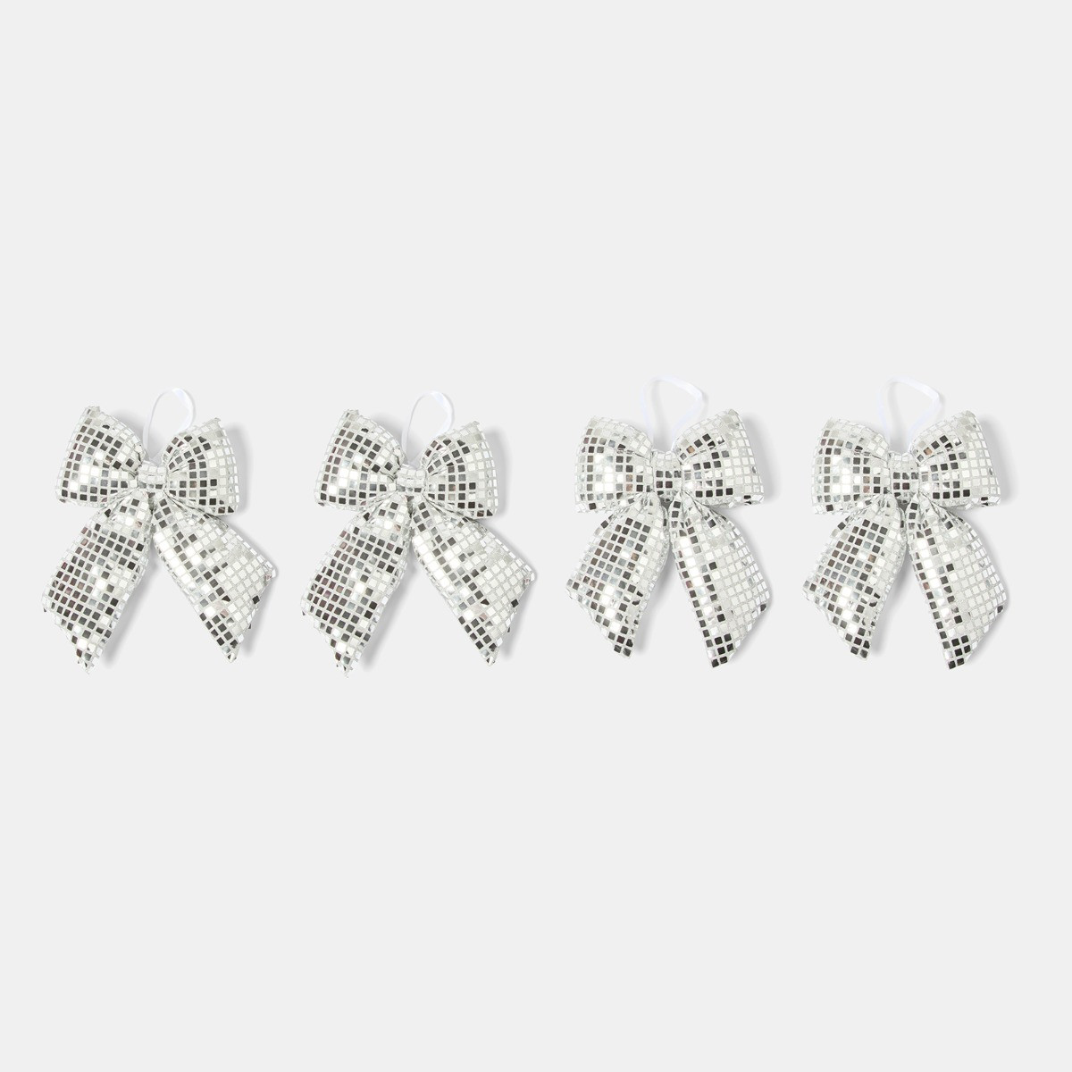 OHS 4 Pack Disco Ball Bow Set - Silver>