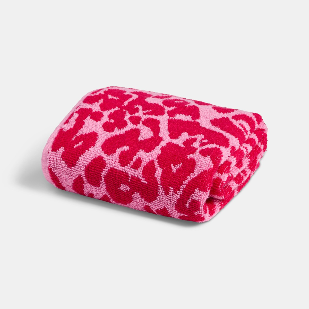 OHS 100% Cotton Jacquard Leopard Towel - Pink>