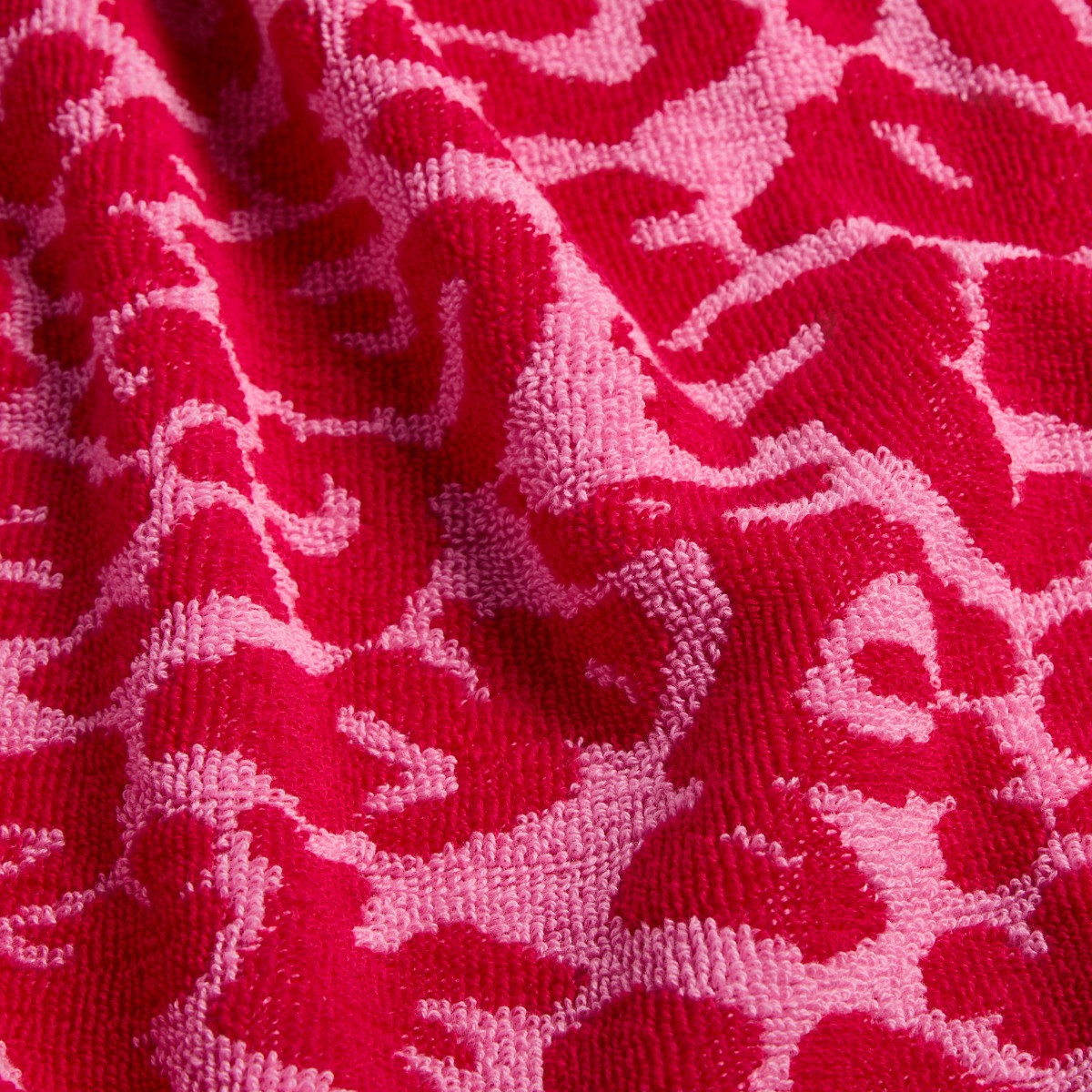 OHS 100% Cotton Jacquard Leopard Towel - Pink>