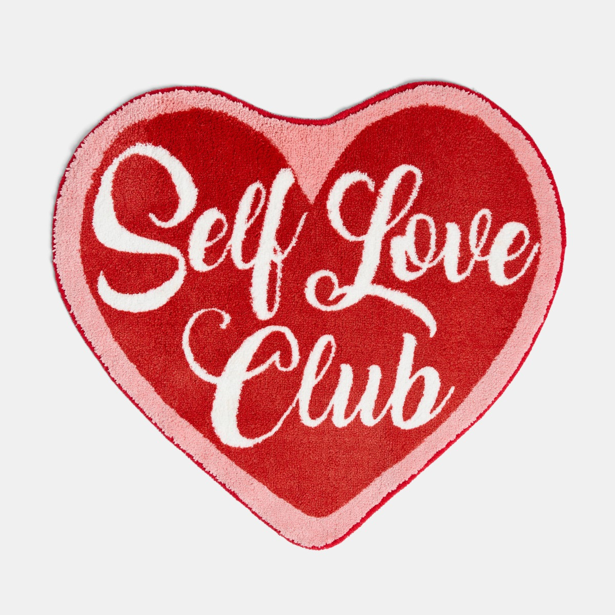 OHS Self Love Slogan Tufted Bath Mat - Pink/Red>