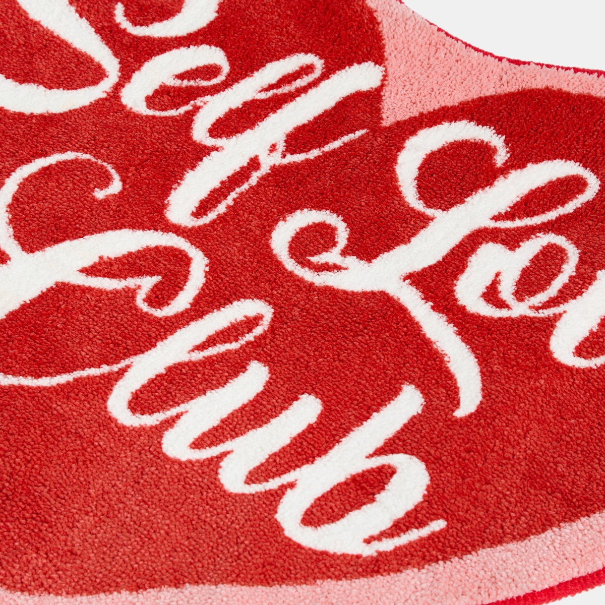 OHS Self Love Slogan Tufted Bath Mat - Pink/Red>