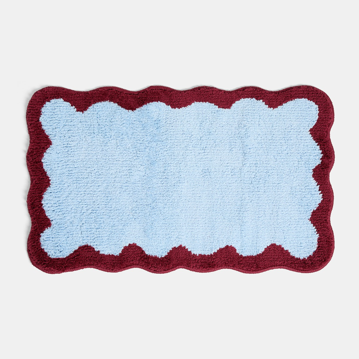 OHS Scallop Edge Tufted Bath Mat - Blue/Burgundy>
