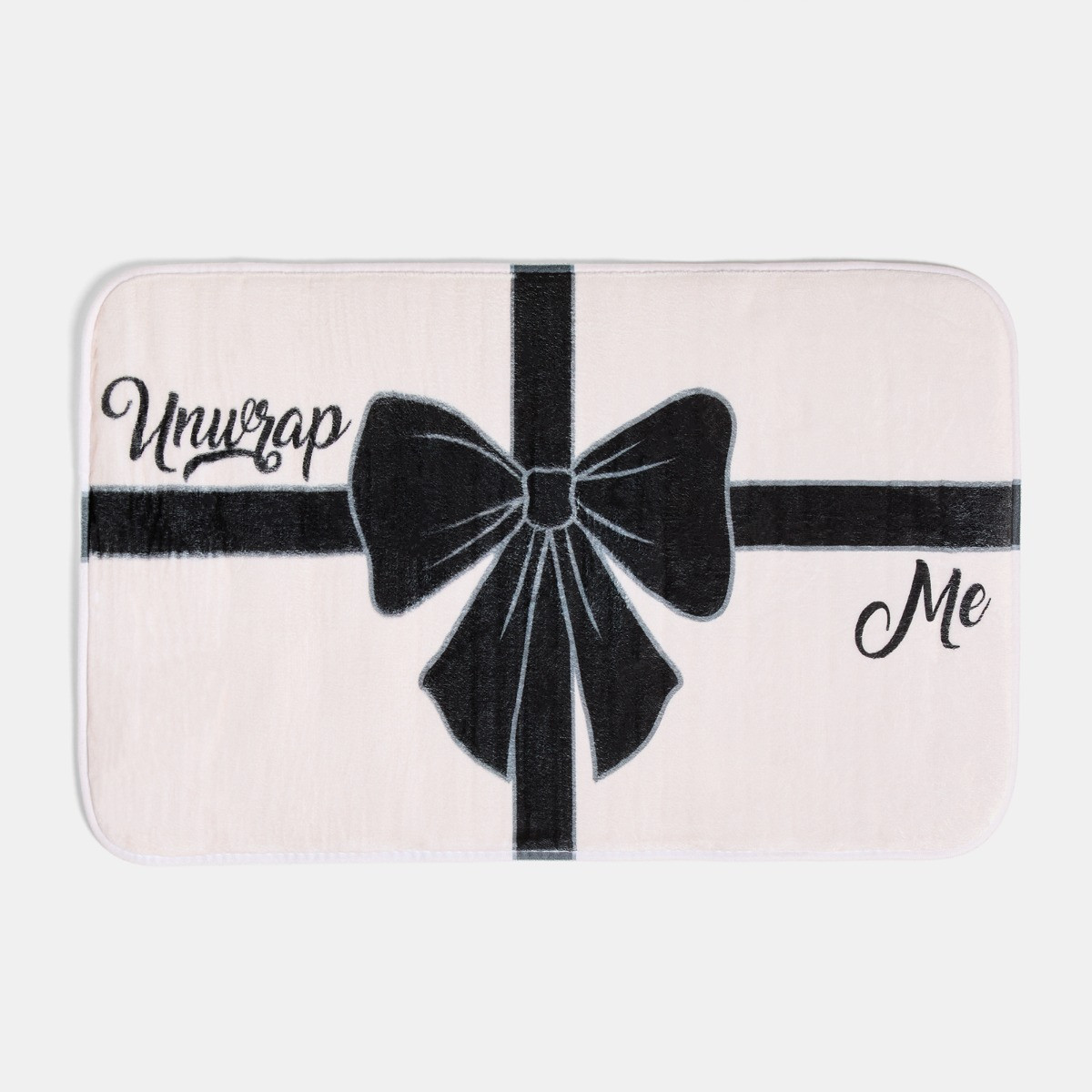 OHS Unwrap Me Slogan Bath Mat - Monochrome>