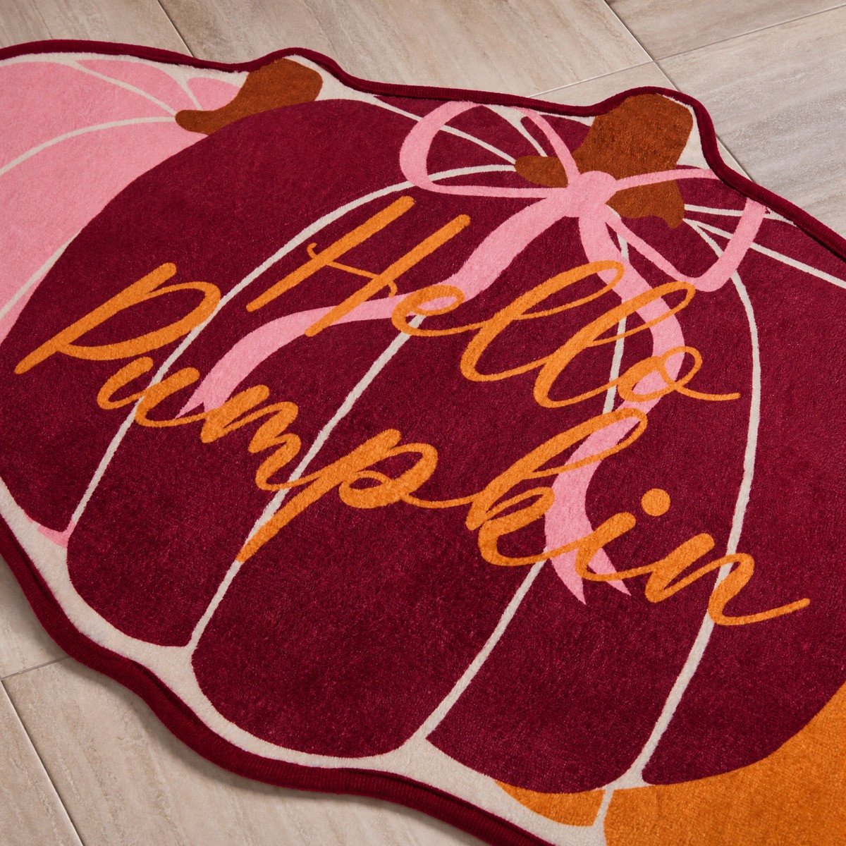 OHS Hello Pumpkin Slogan Printed Bath Mat - Multi>