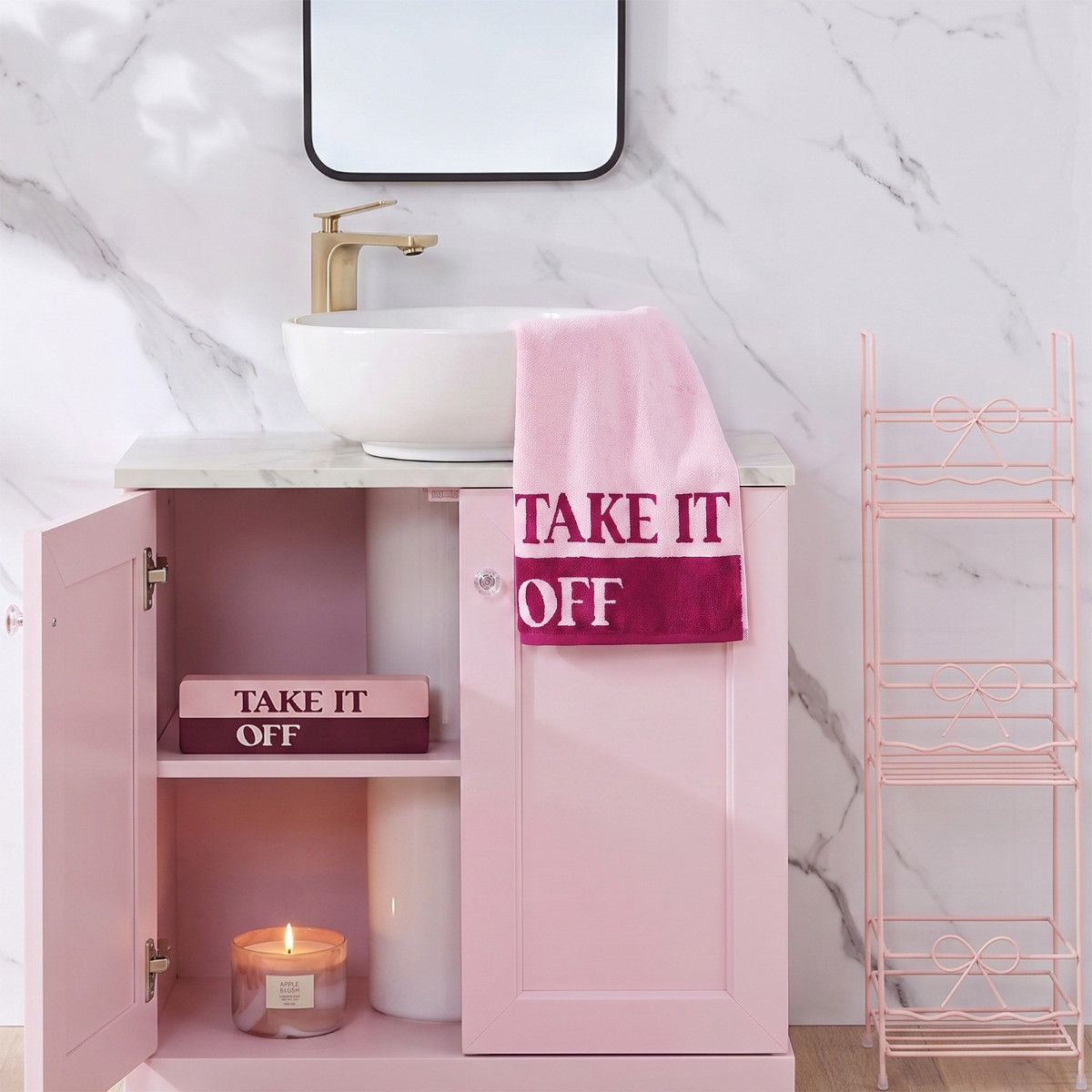 OHS 100% Cotton Take it Off Slogan Hand Towel, Pink/Burgundy - 1PC>