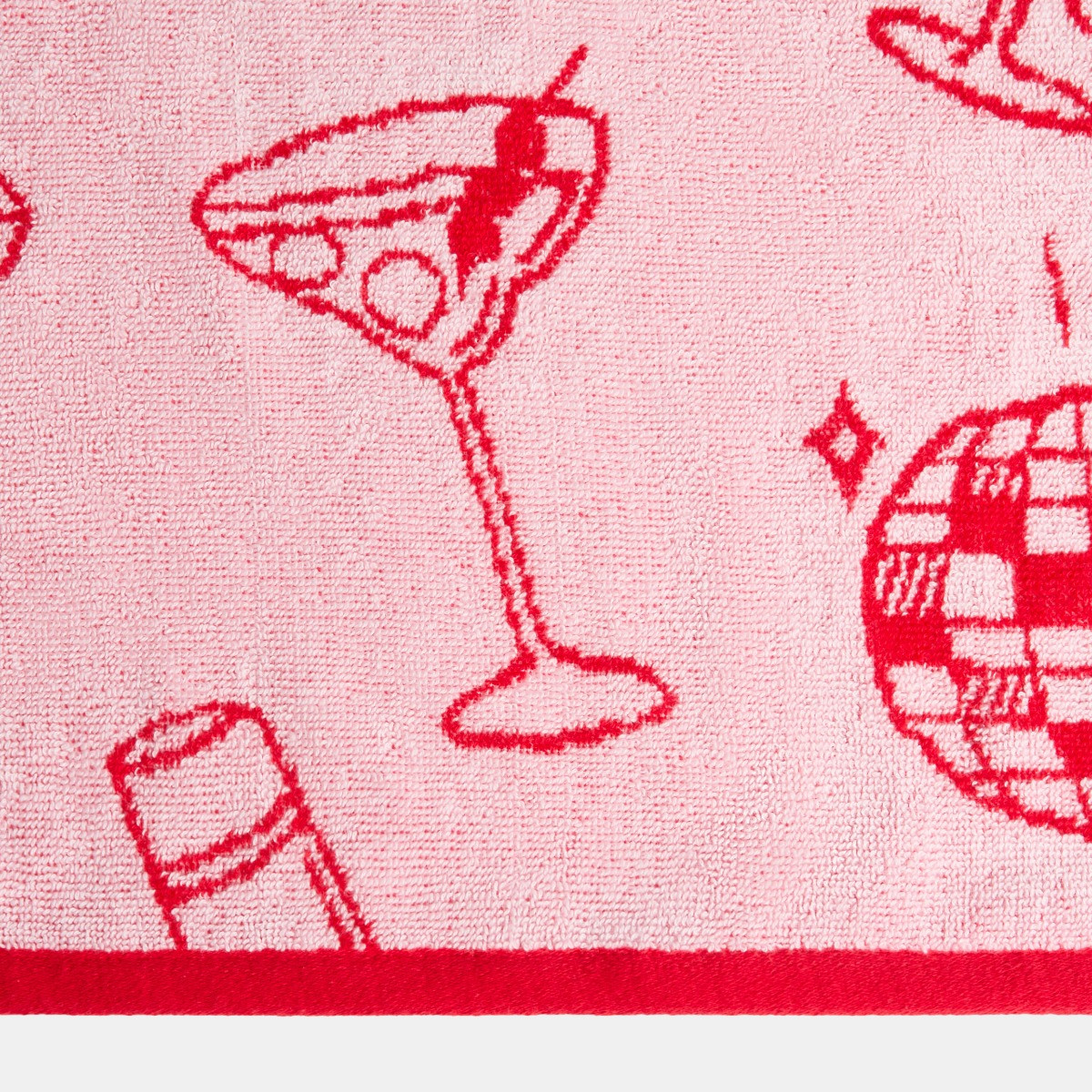 OHS 100% Cotton Illustrated Towel - Burgundy/Pink>