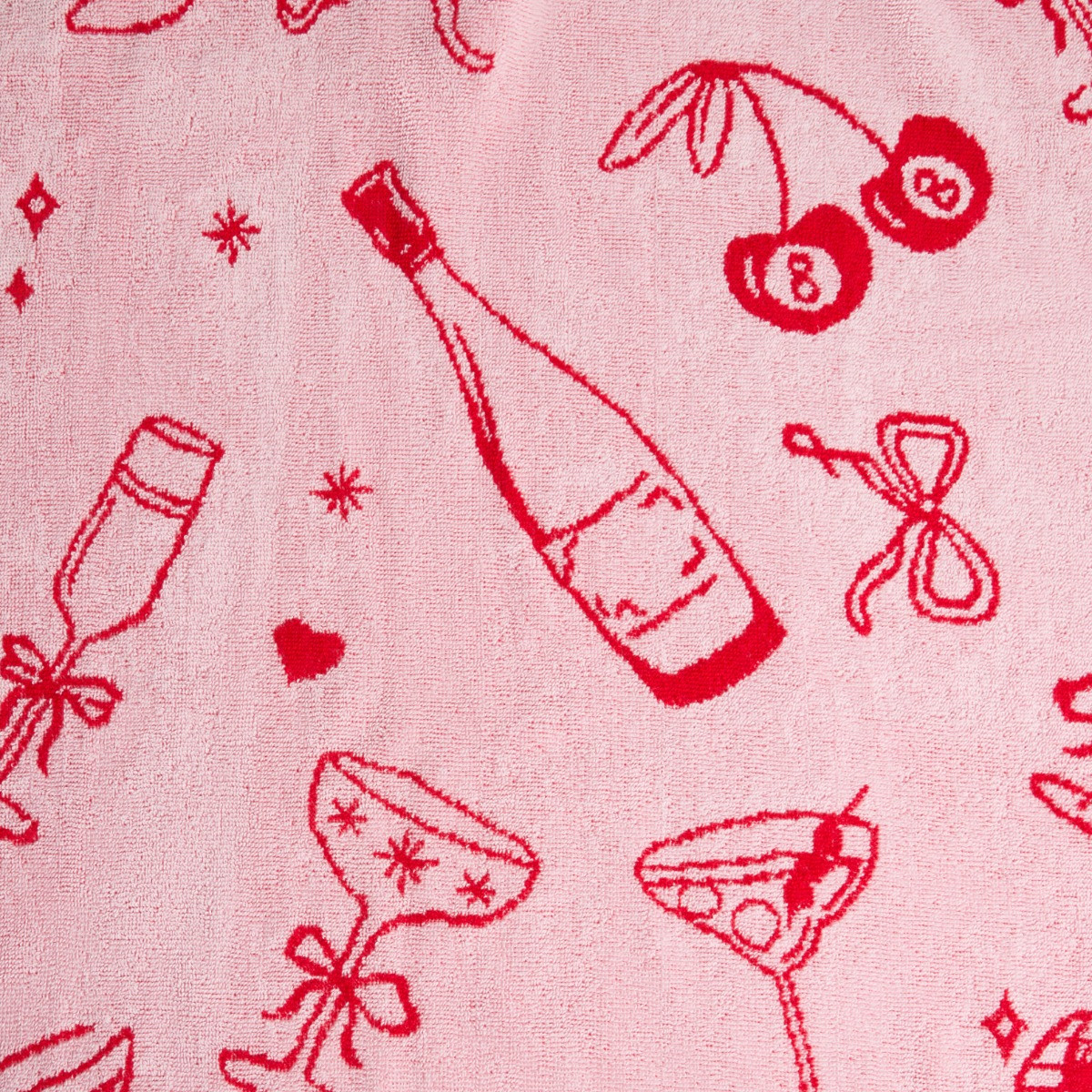 OHS 100% Cotton Illustrated Towel - Burgundy/Pink>