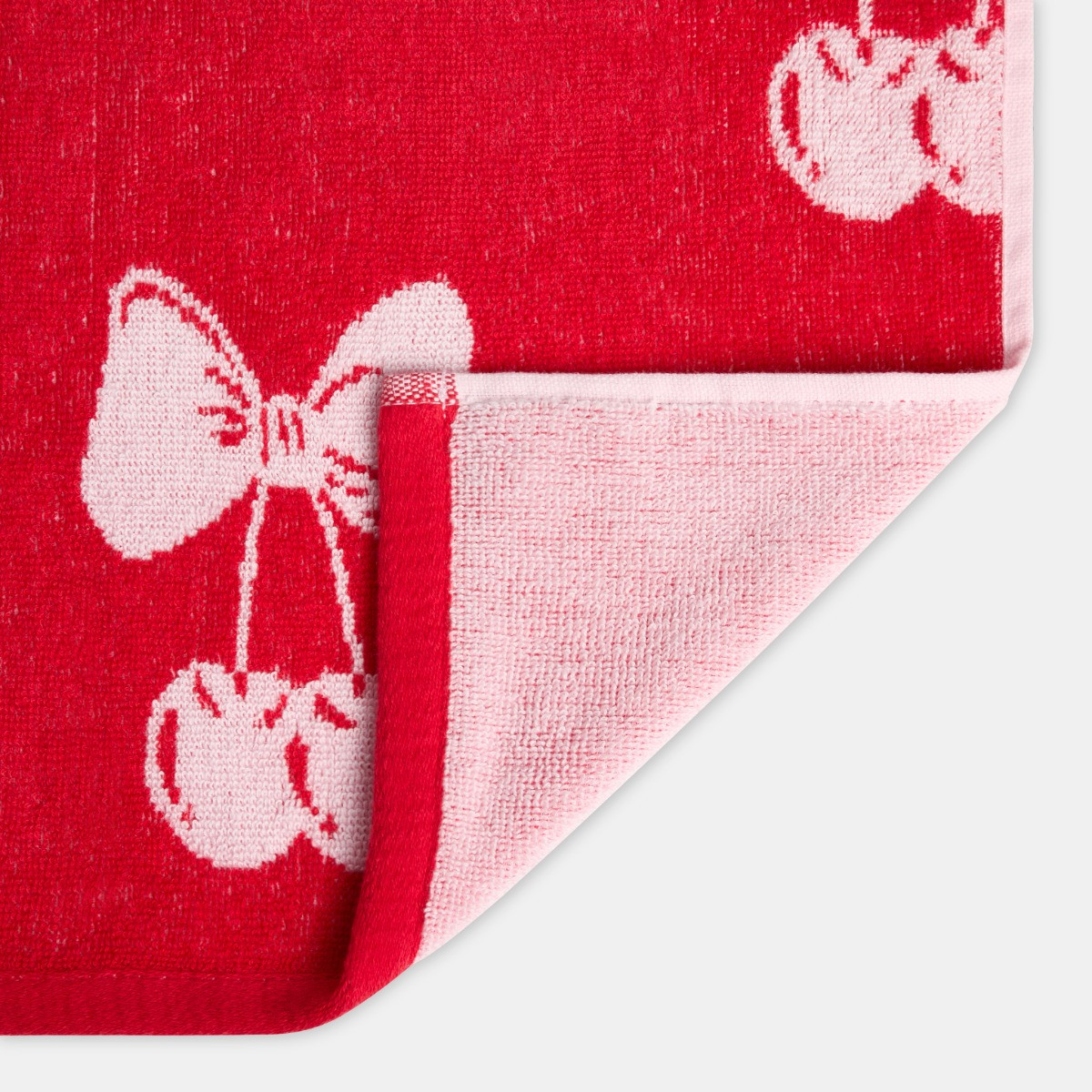 OHS 100% Cotton Cherry Print Towel - Pink/Red>
