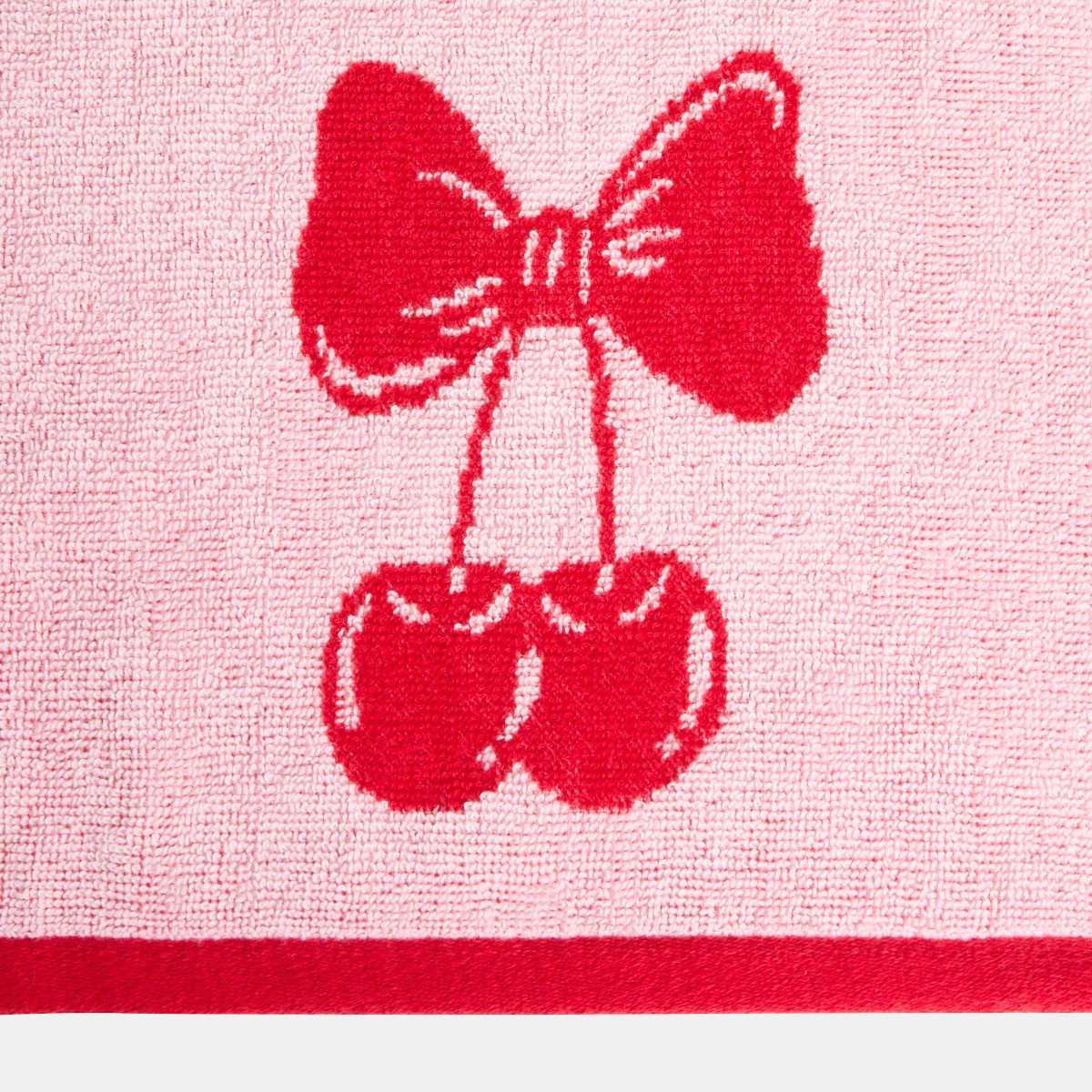 OHS 100% Cotton Cherry Print Towel - Pink/Red>
