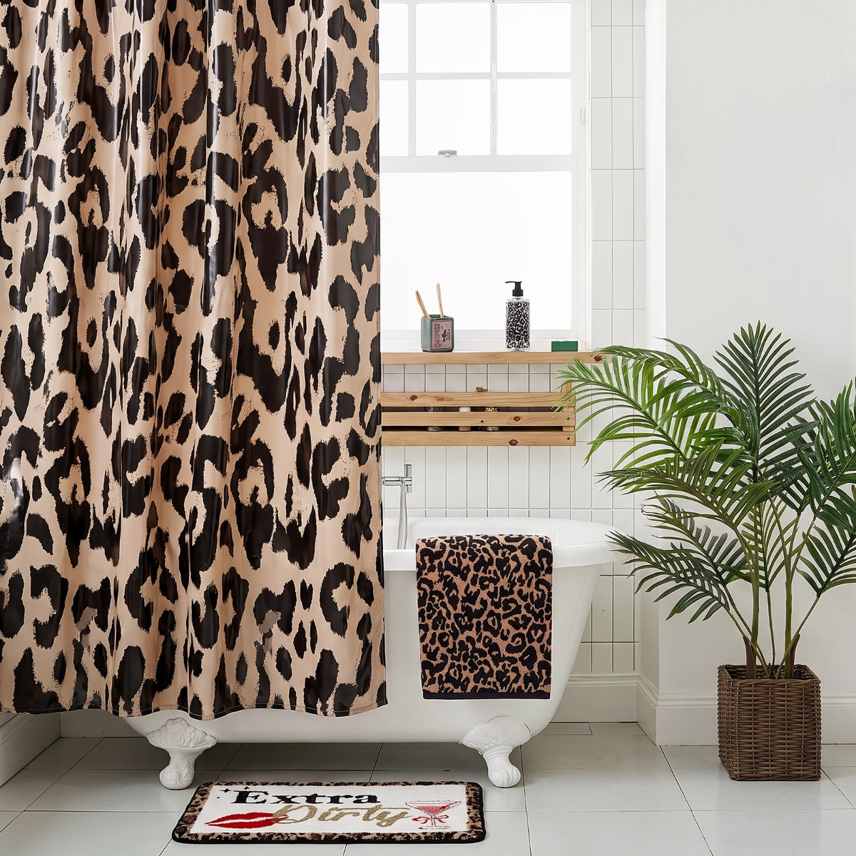 OHS Leopard Print Shower Curtain - Natural>