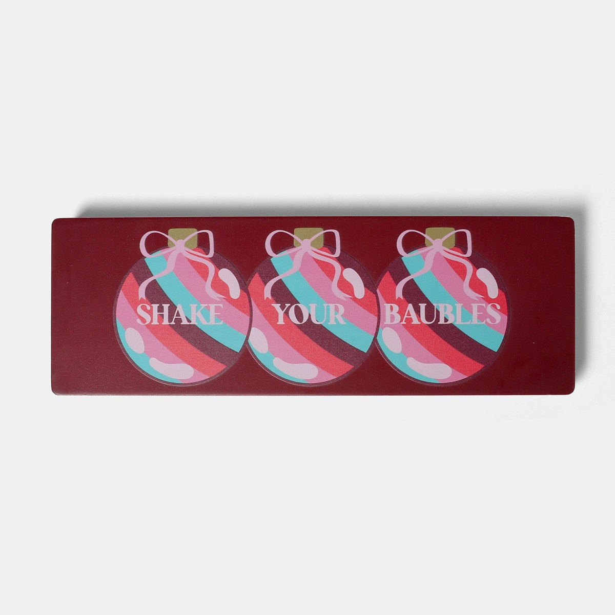 OHS Shake Your Baubles Slogan Christmas Ornament - Burgundy>