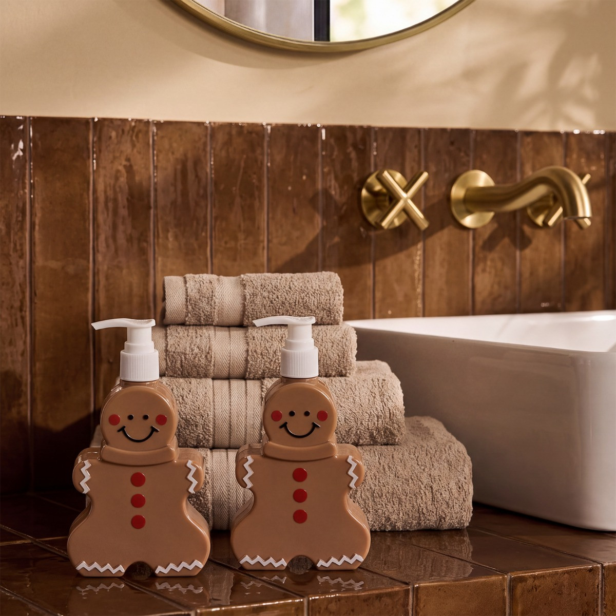 OHS 2 Pack Gingerbread Soap Dispensers - Brown>