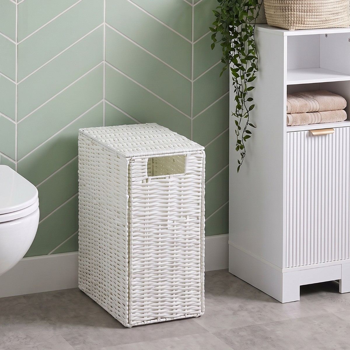 OHS Woven Foldable Bathroom Storage Box - Cream>