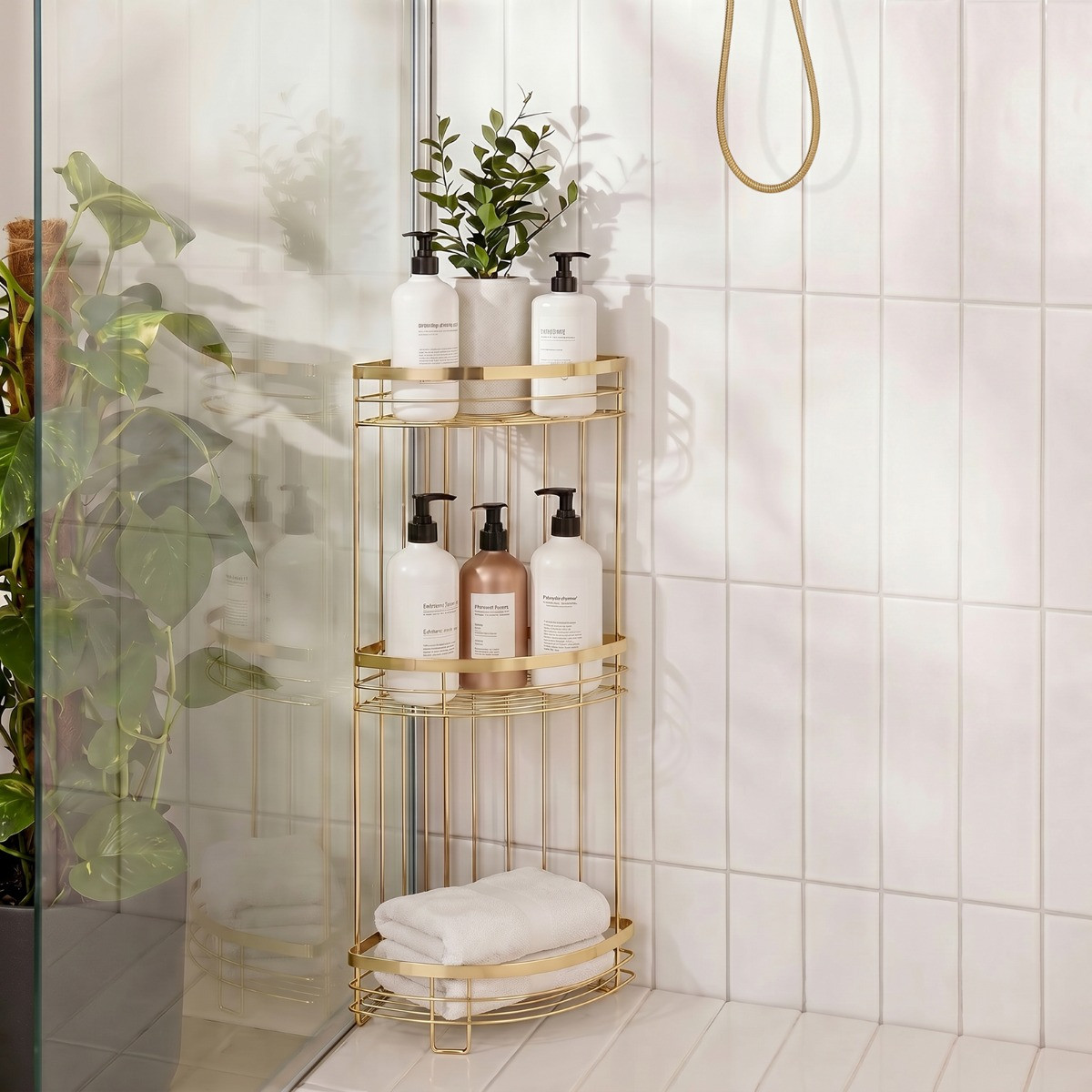 OHS Wire Corner 3-Tier Bathroom Caddy - Gold>